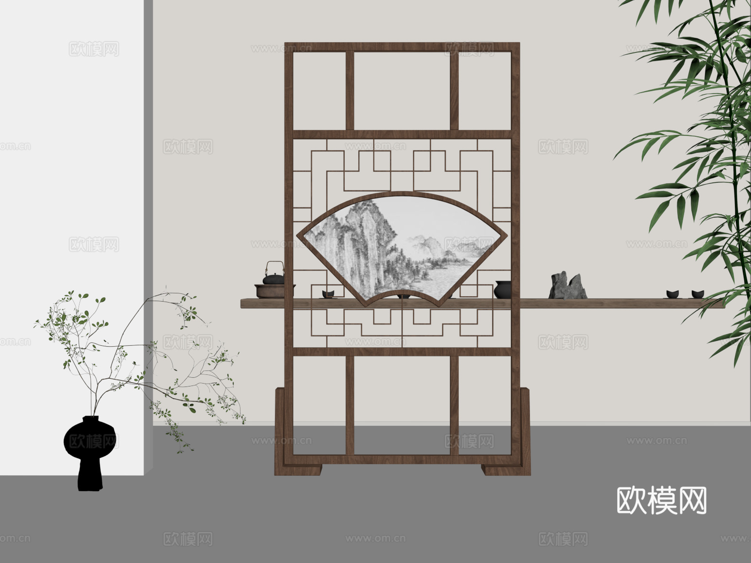 20屏风隔断 新中式屏风隔断su模型