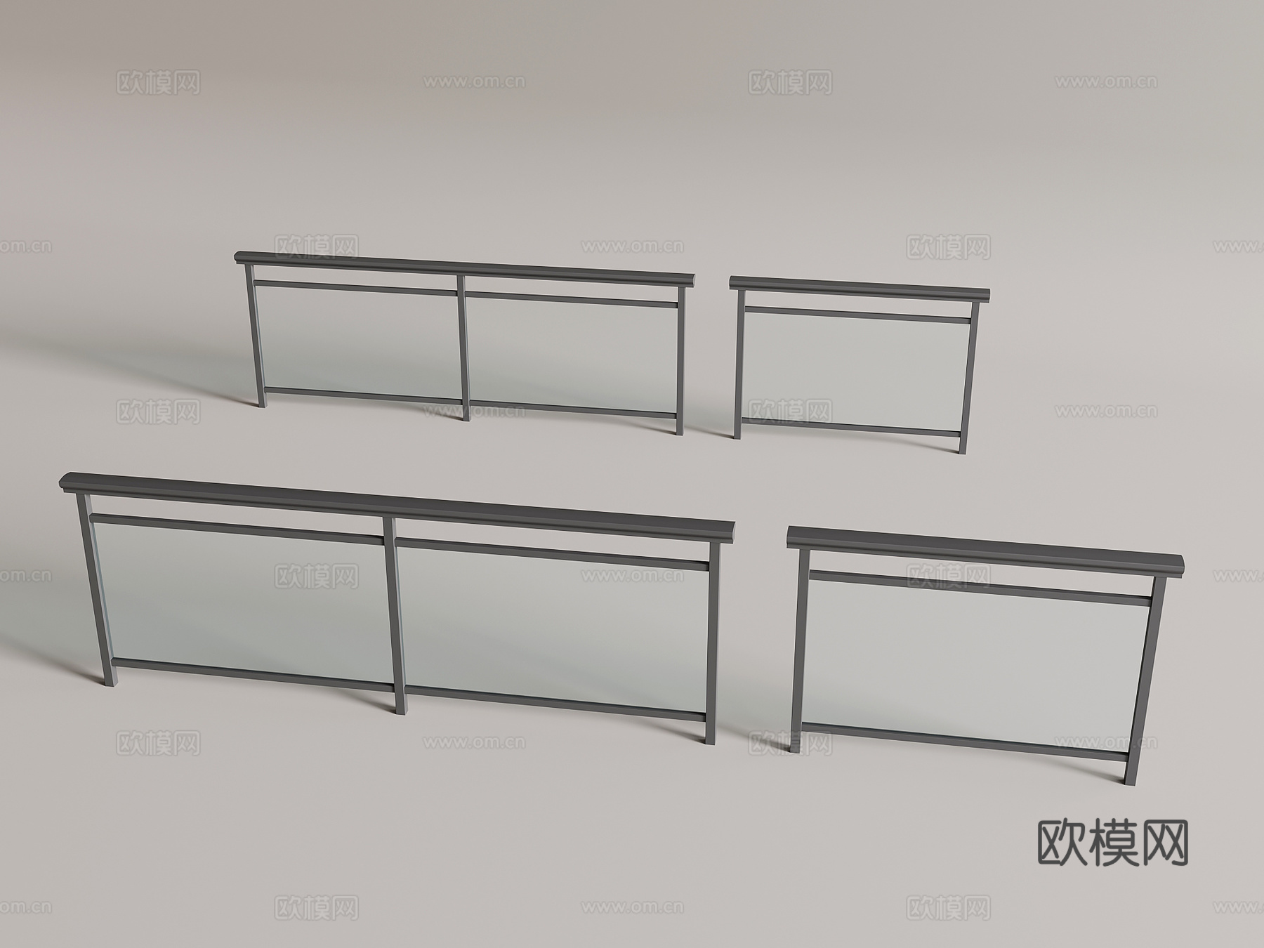 16栏杆 现代玻璃栏杆 玻璃护栏3d模型