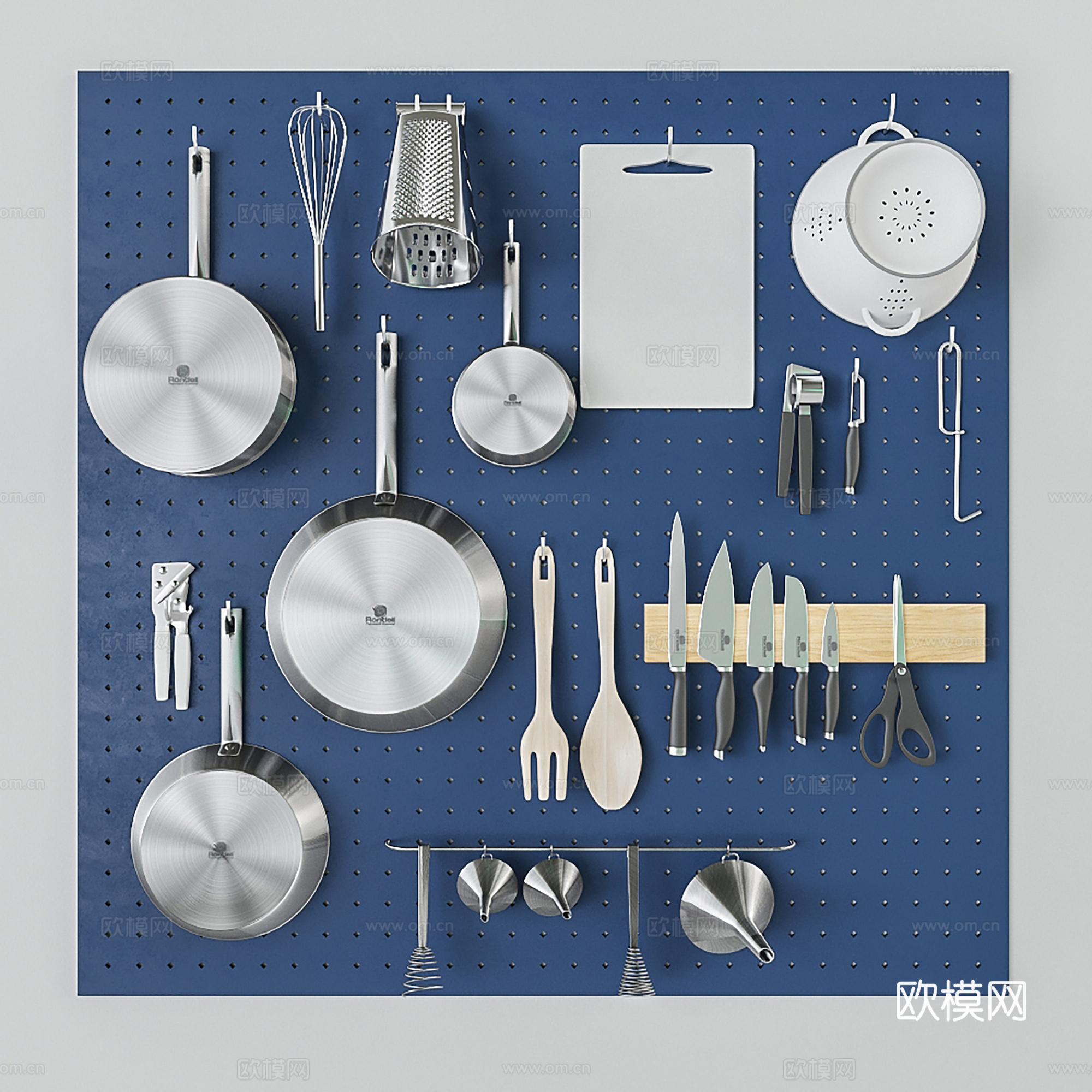 现代厨房用品 厨具组合  厨房器具su模型
