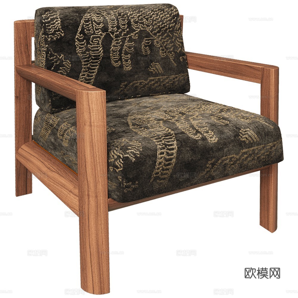 Arbore 中古风休闲椅 复古休闲椅 扶手椅  布艺休闲椅3d模型