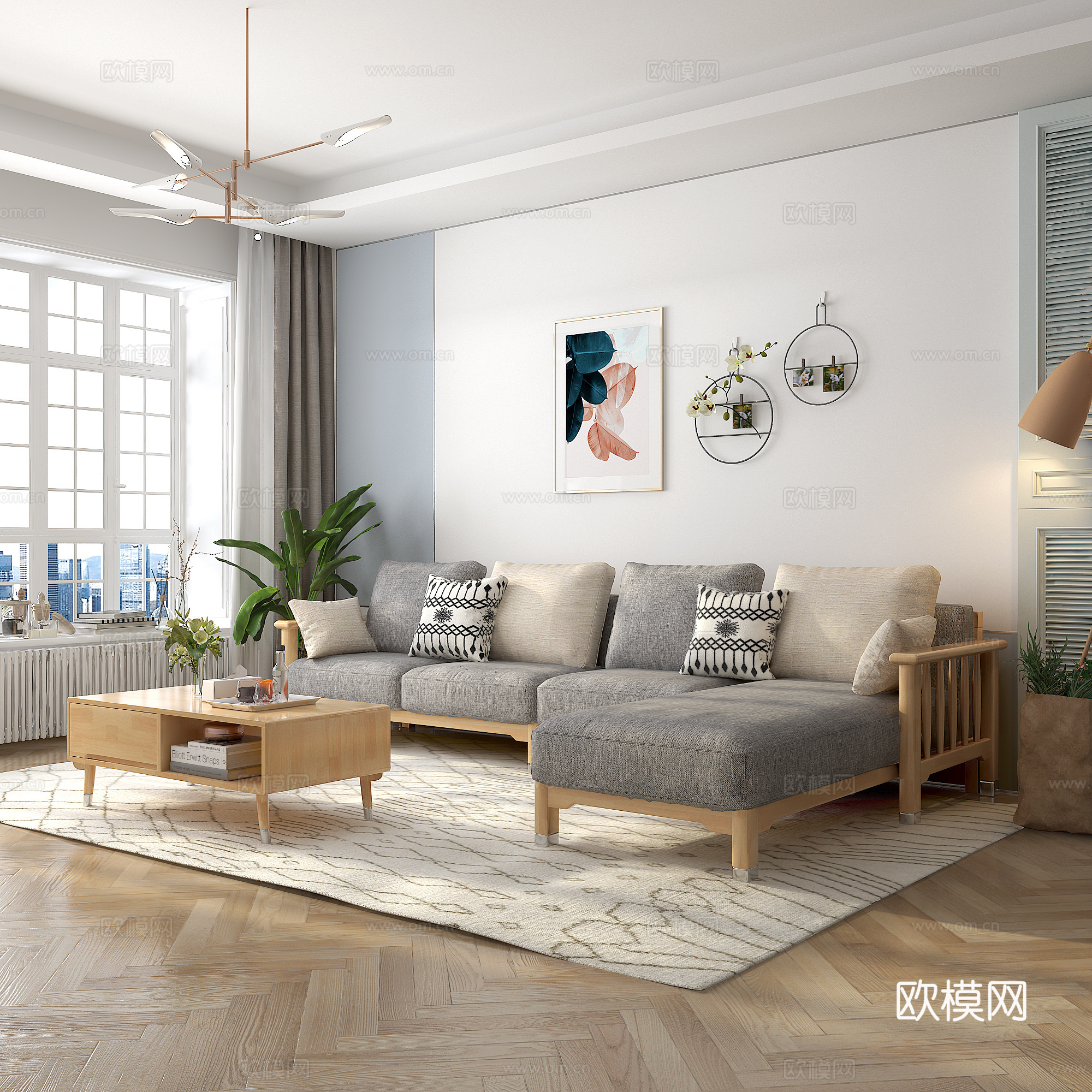 北欧客厅沙发3d模型