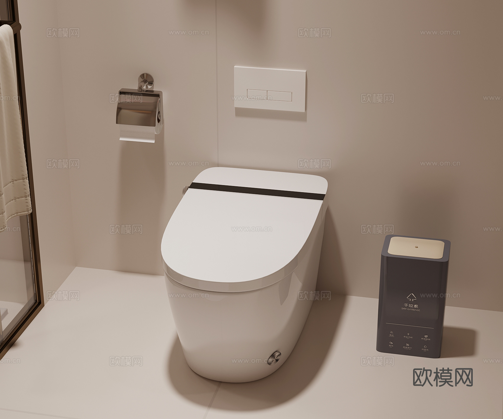09马桶 现代马桶 垃圾桶 卫浴3d模型