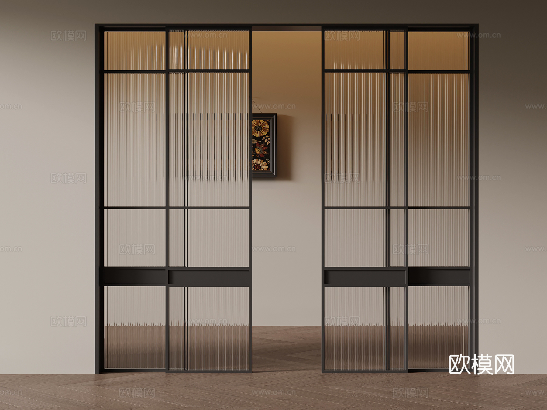 18现代推拉门 长虹玻璃推拉门3d模型