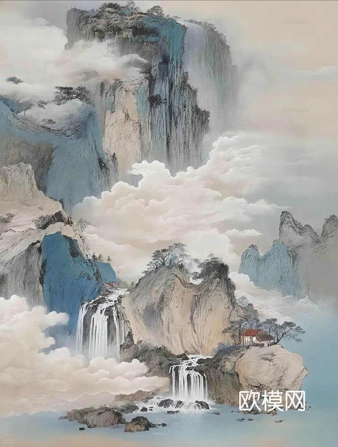 中式山水壁画
