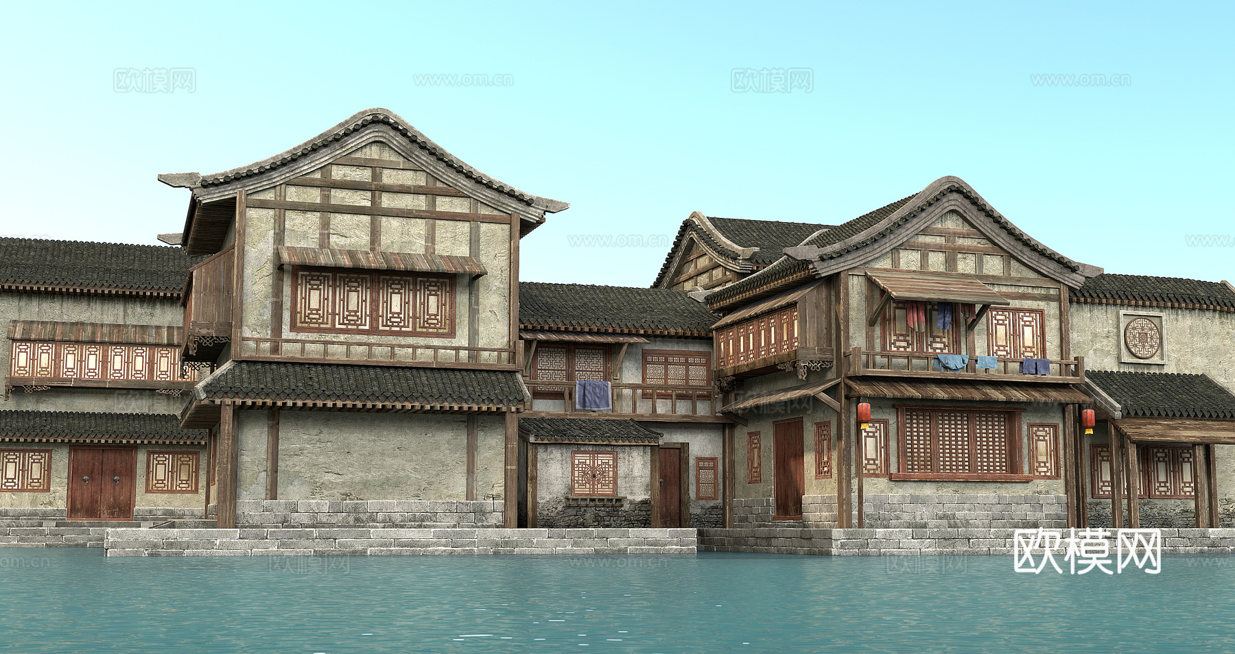 古建   古建街道  川式古建3d模型