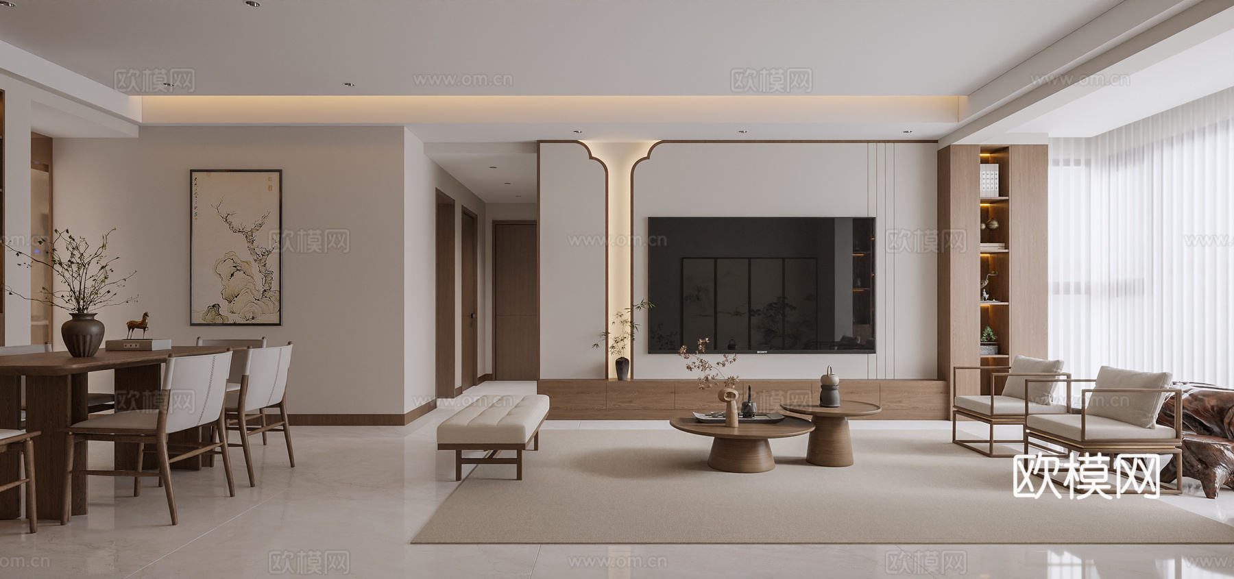 宋式 美学  客厅 餐厅3d模型