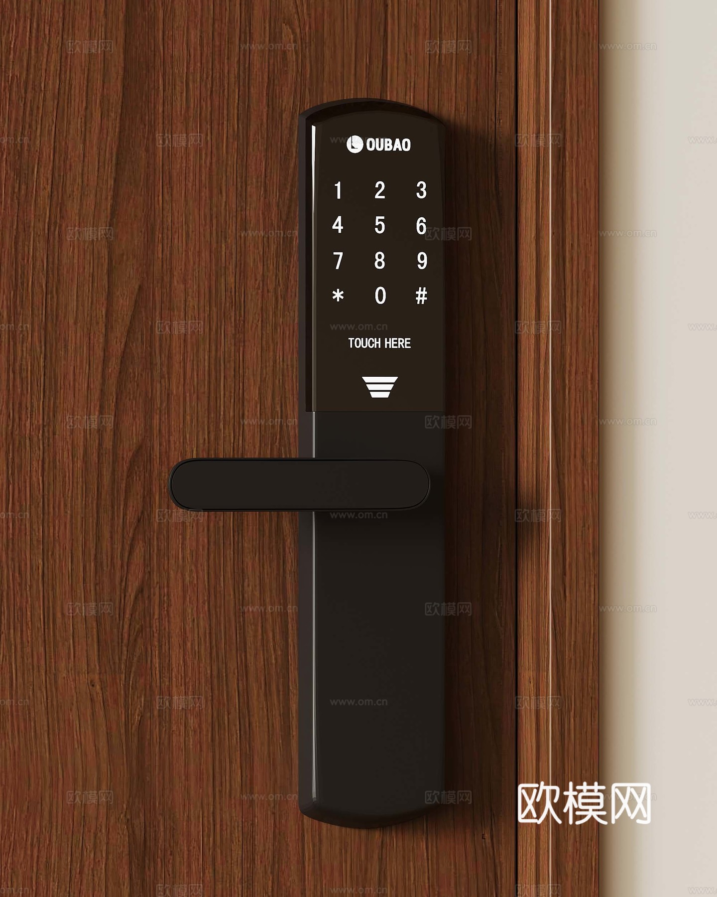 14现代智能锁指纹锁 密码锁 门锁 门把手3d模型