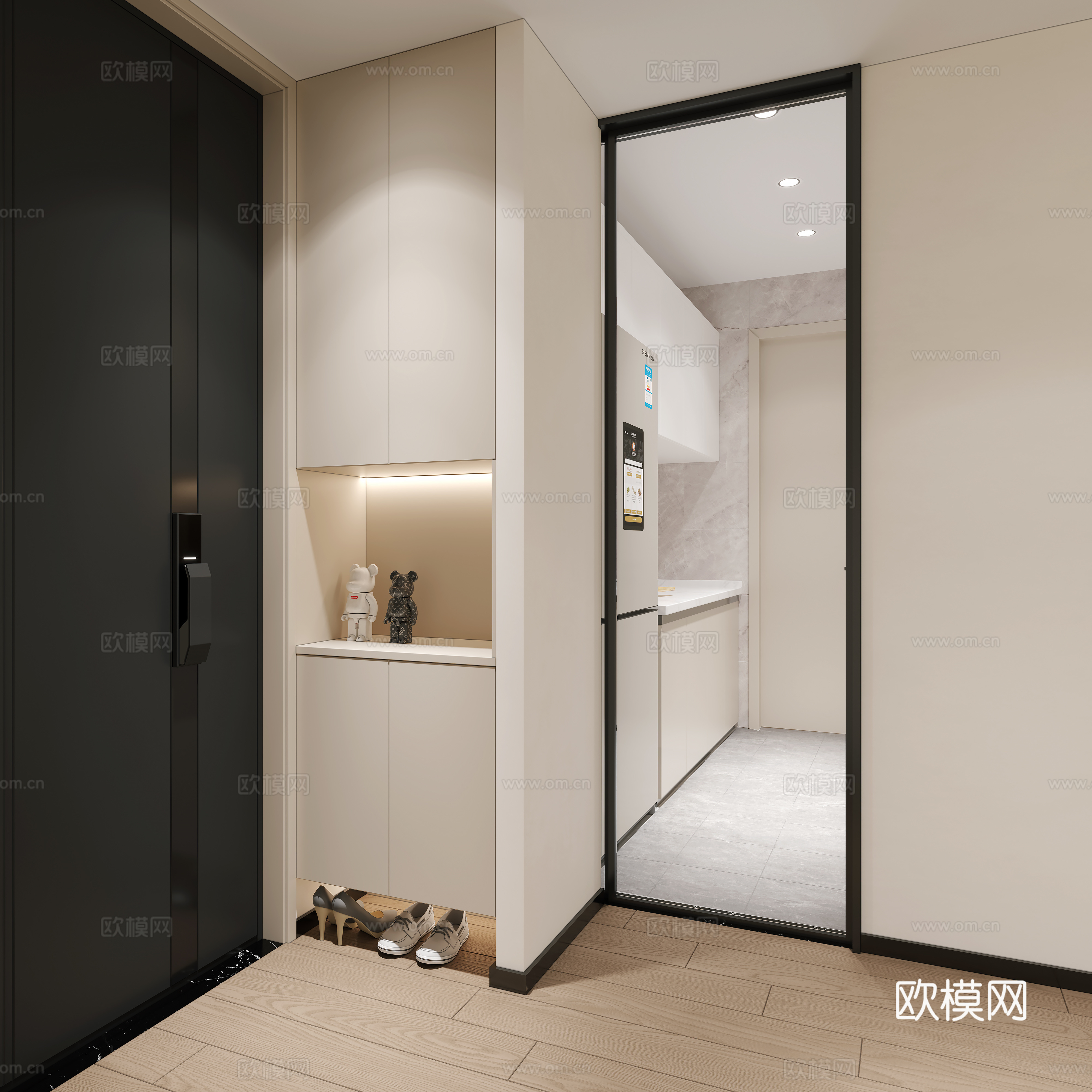 厨房 冰箱  烤箱  鞋柜  入户门3d模型