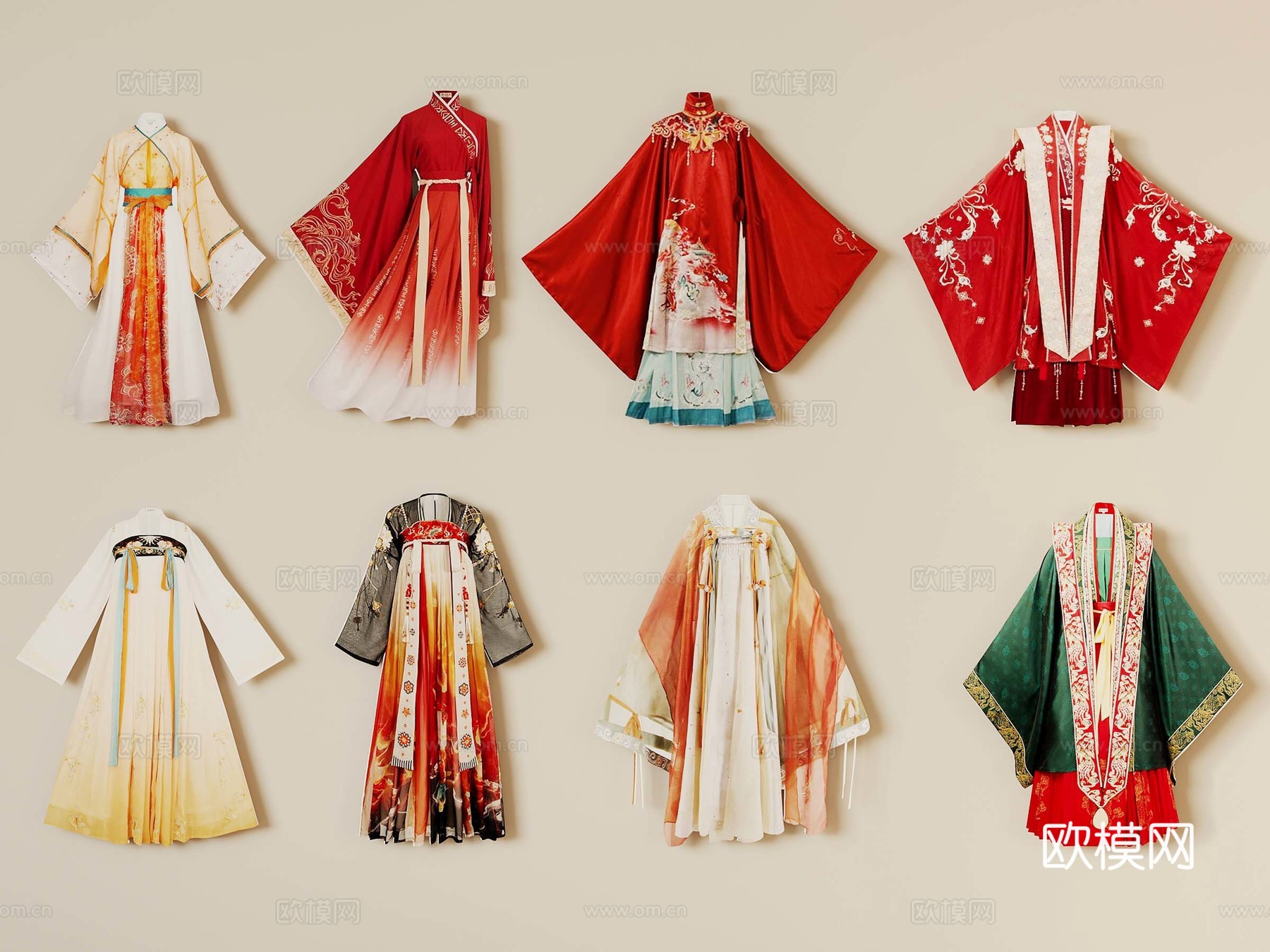 04汉服秀禾 花轿 旗袍3d模型