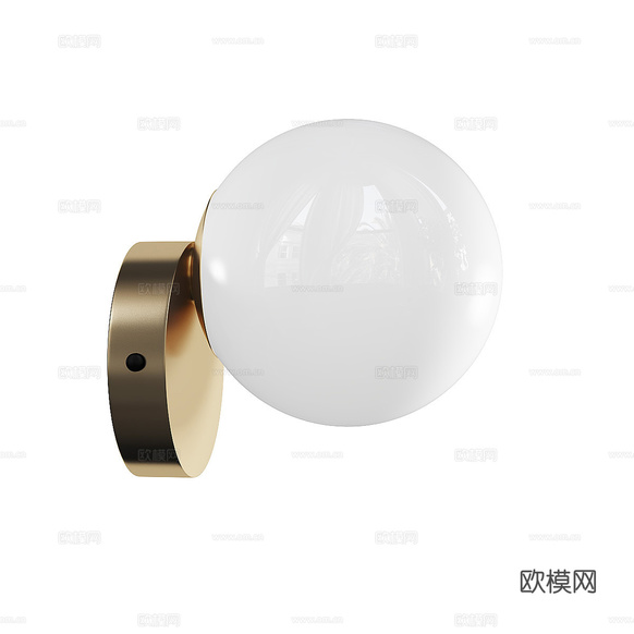 現(xiàn)代輕奢金屬玻璃球形壁燈3d模型下載