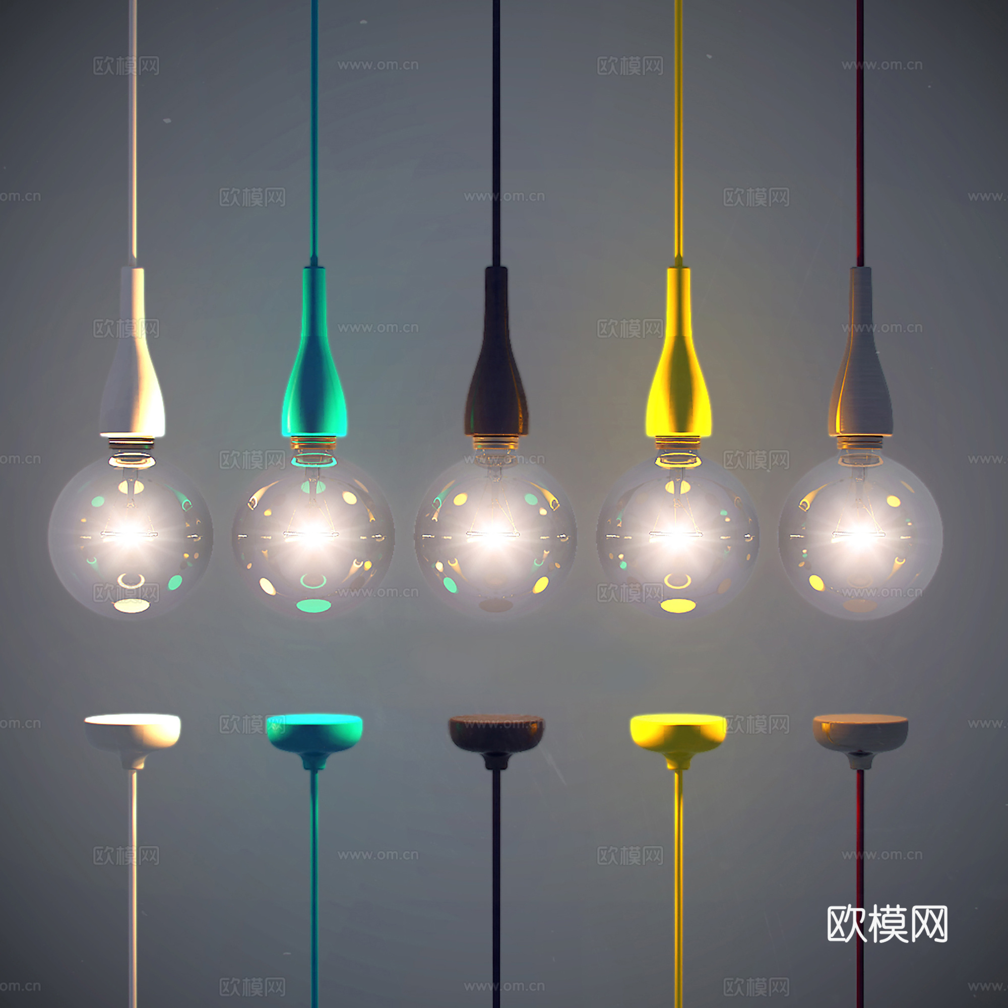 现代轻奢吊灯 圆形吊灯  玻璃吊灯su模型