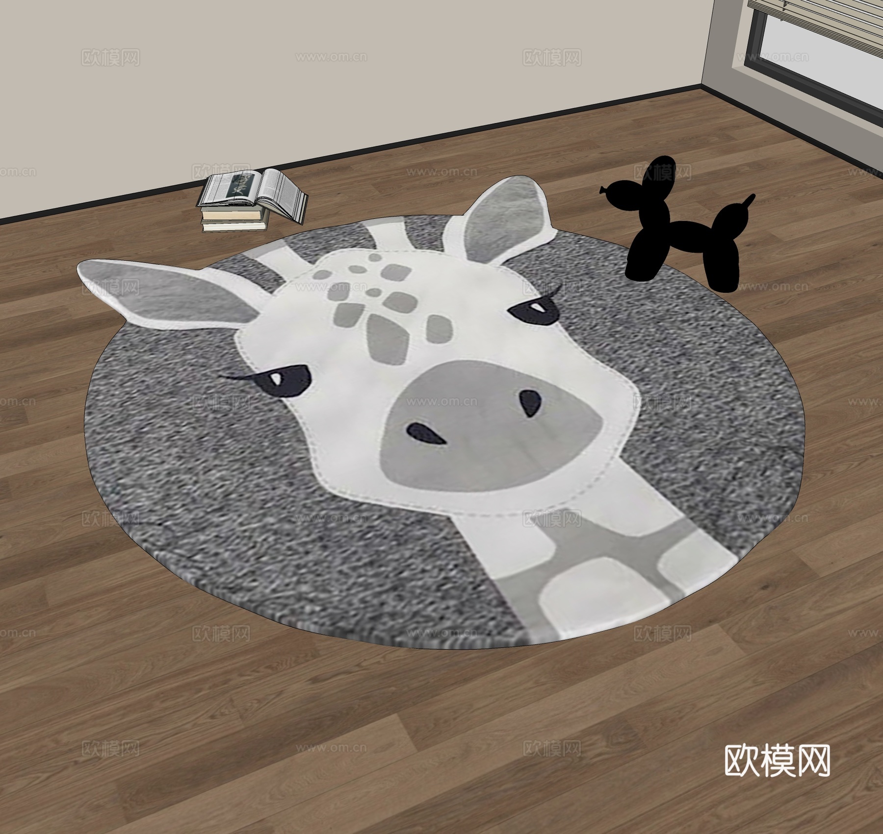 现代儿童地毯 毛绒地毯 圆毯 异形地毯 不规则地毯su模型