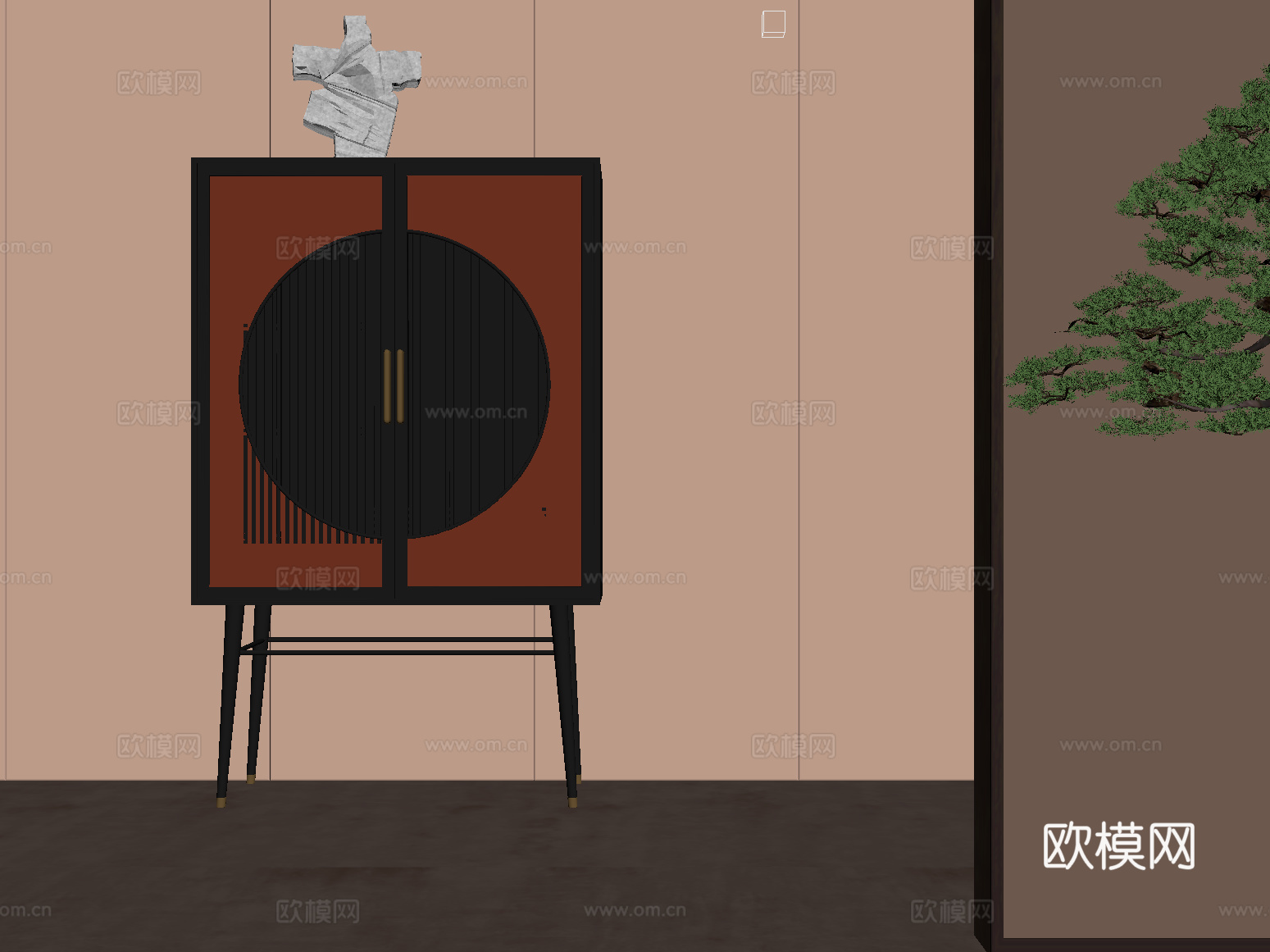 15书柜 新中式书柜 书架 装饰柜su模型
