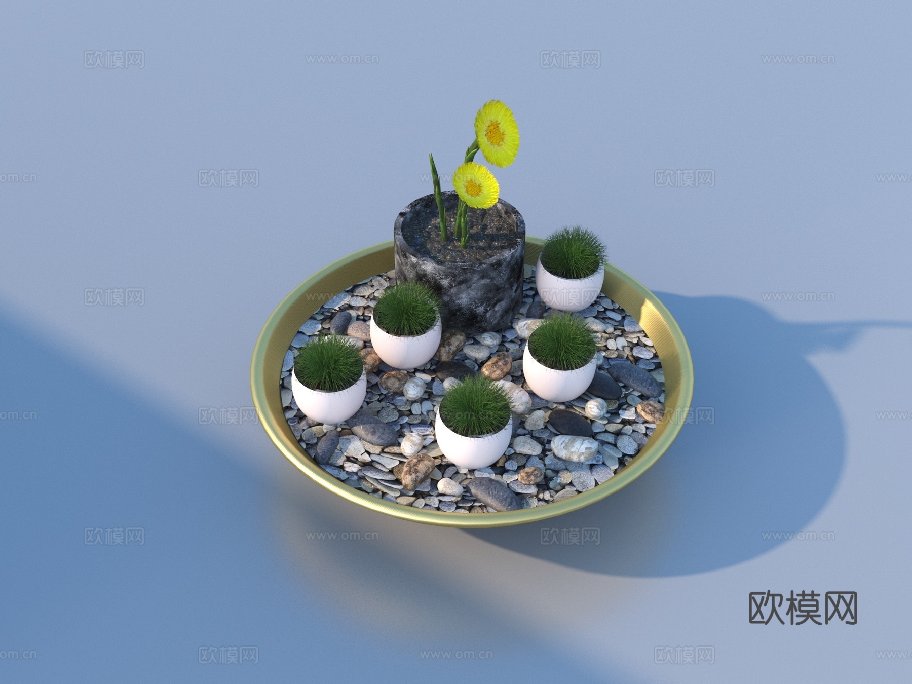 鸡蛋造型 盆栽 绿植3d模型