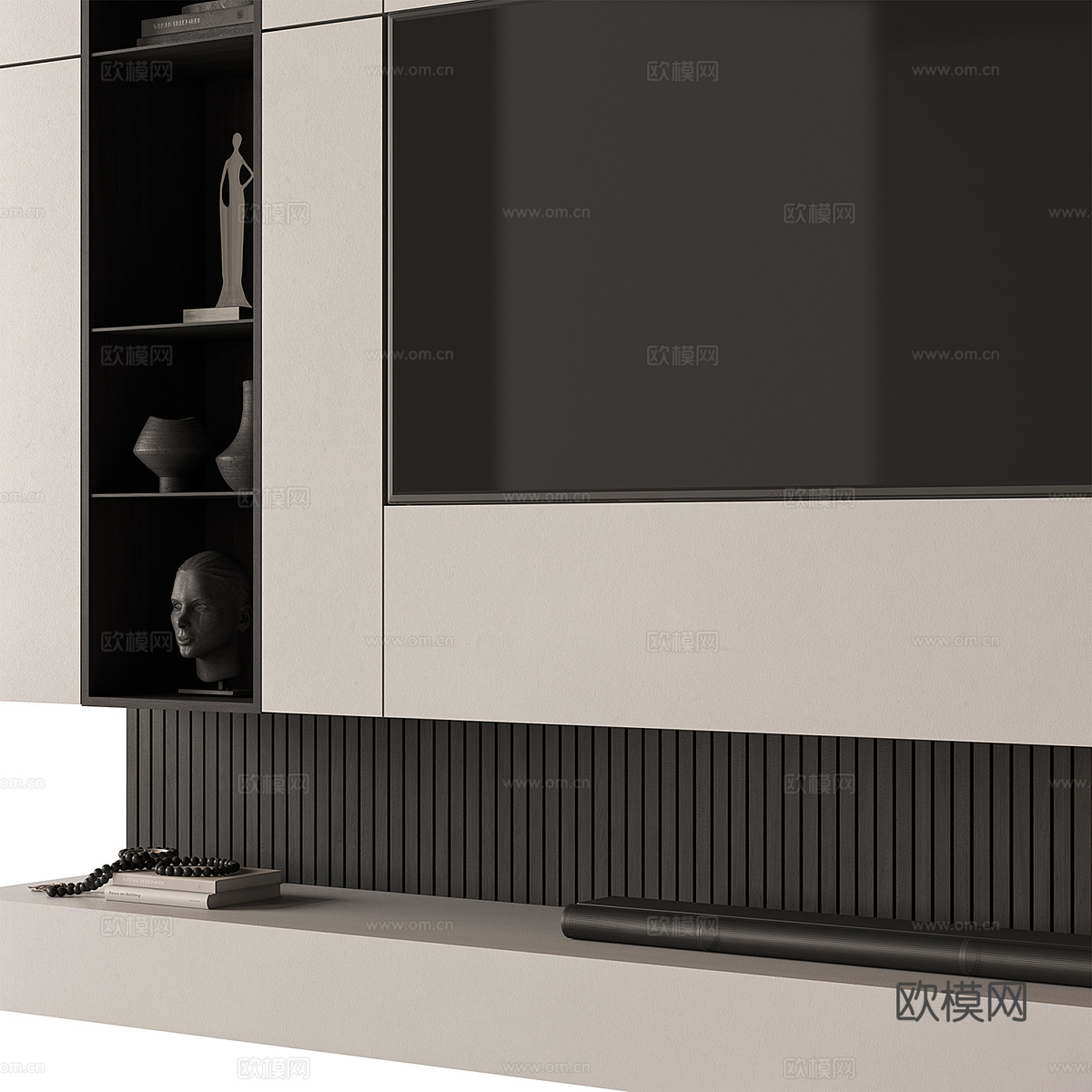 现代极简电视背景墙3d模型