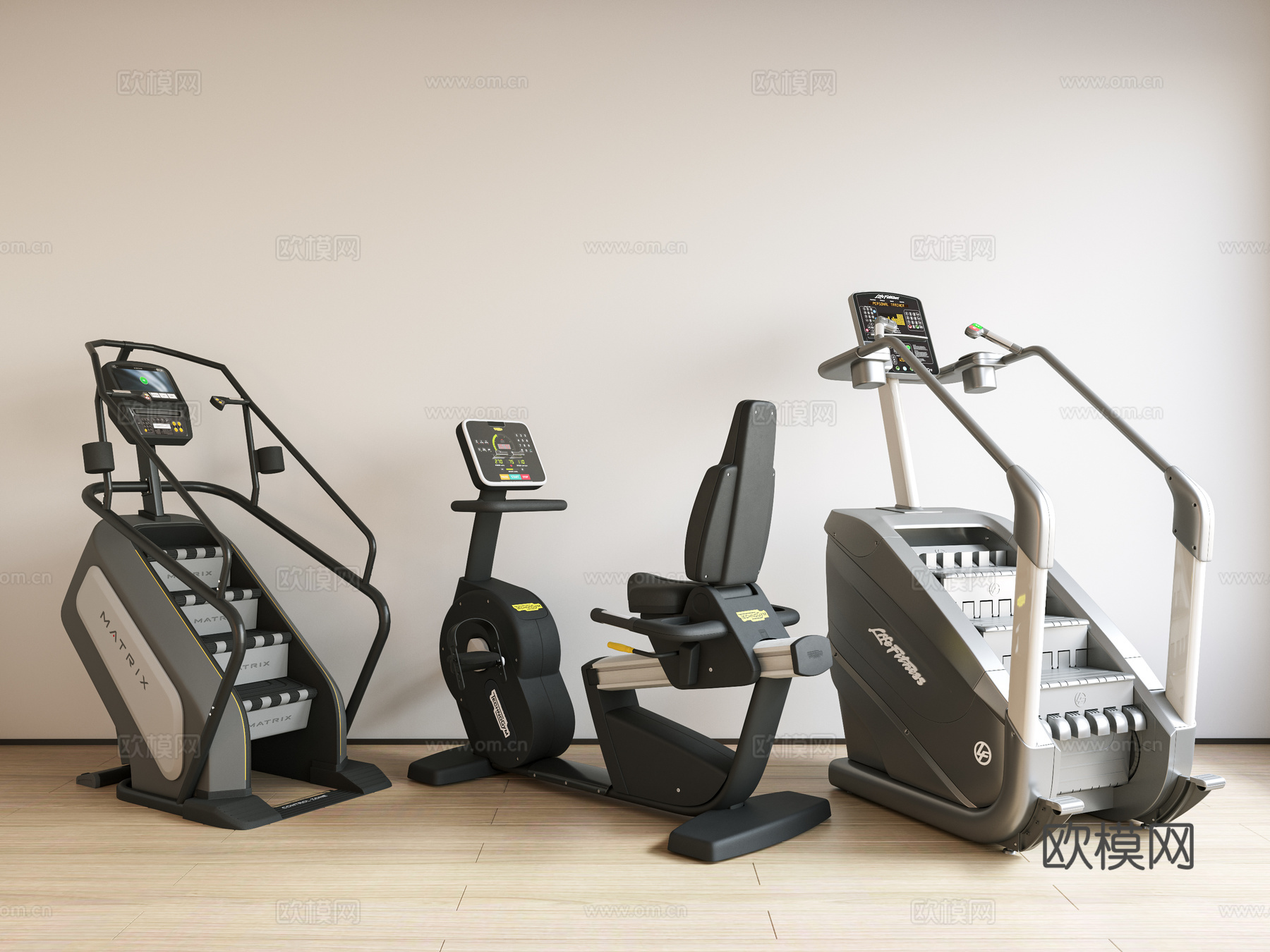 健身器材 健身登山机 动感单车 健身房3d模型