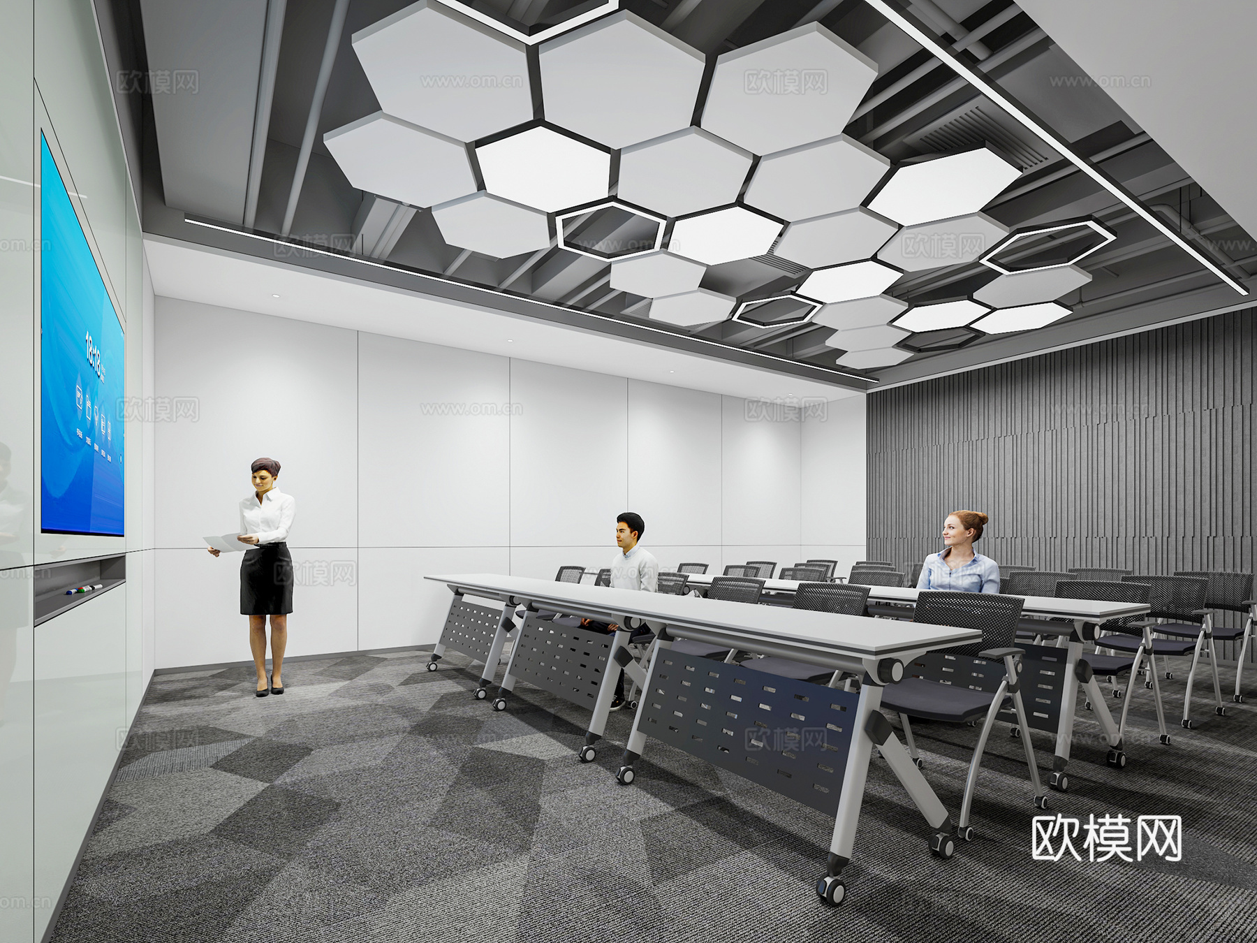 现代办公培训室 会议室3d模型