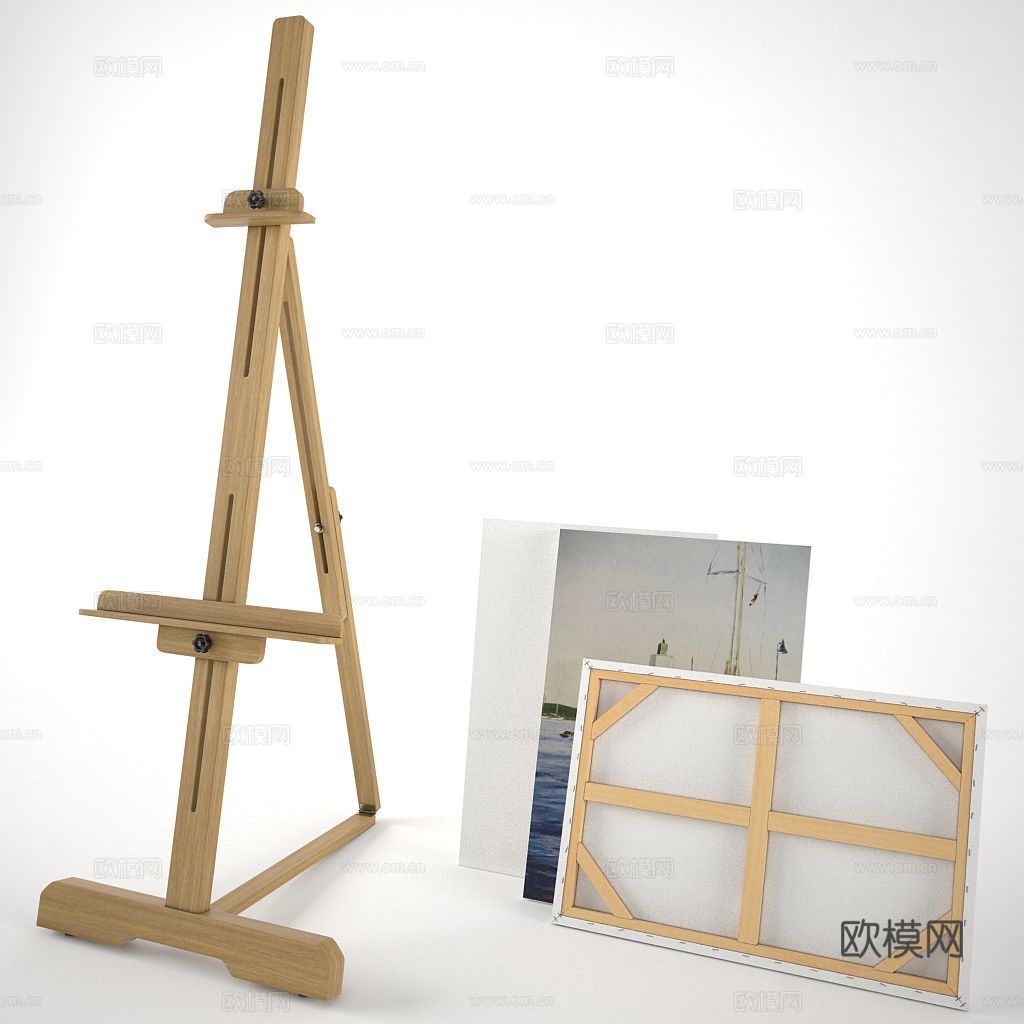 现代美术画架 画布 画板3d模型