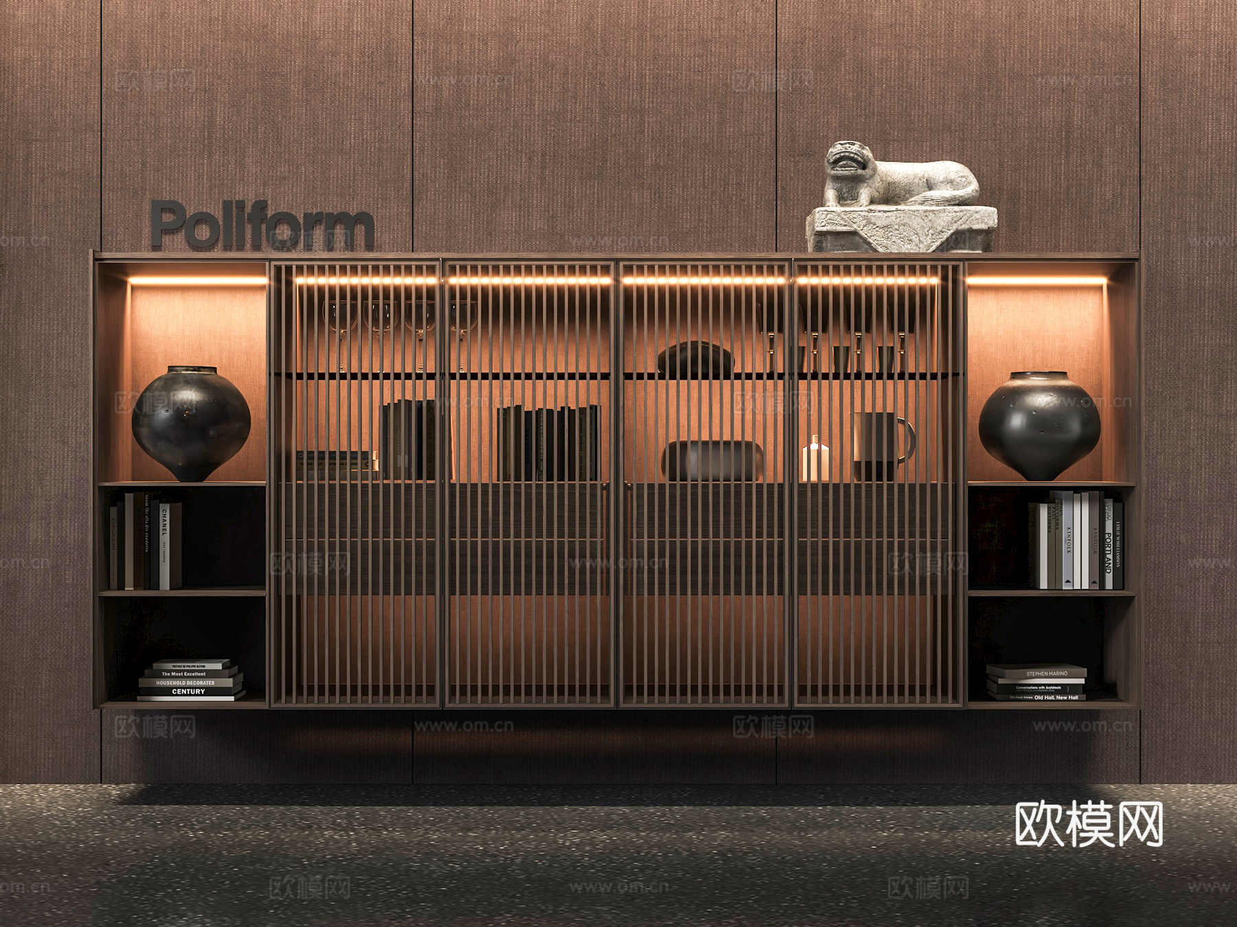 Poliform CODE边柜 新中式边柜 餐边柜 玄关柜3d模型