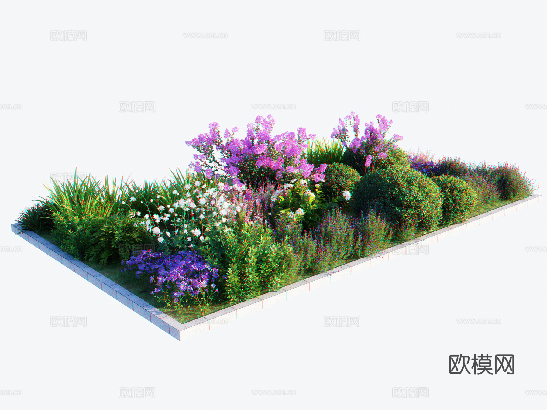 现代花坛 花草灌木植物组合 植物堆灌木组合3d模型
