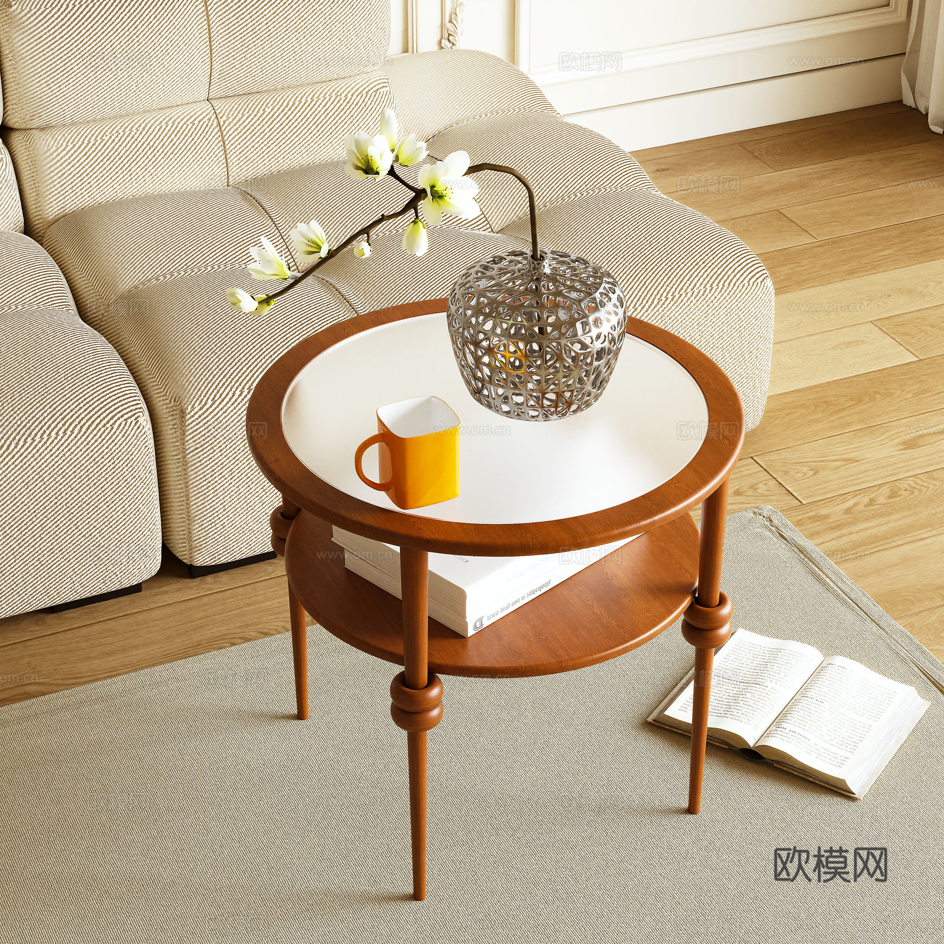 原木风边几3d模型