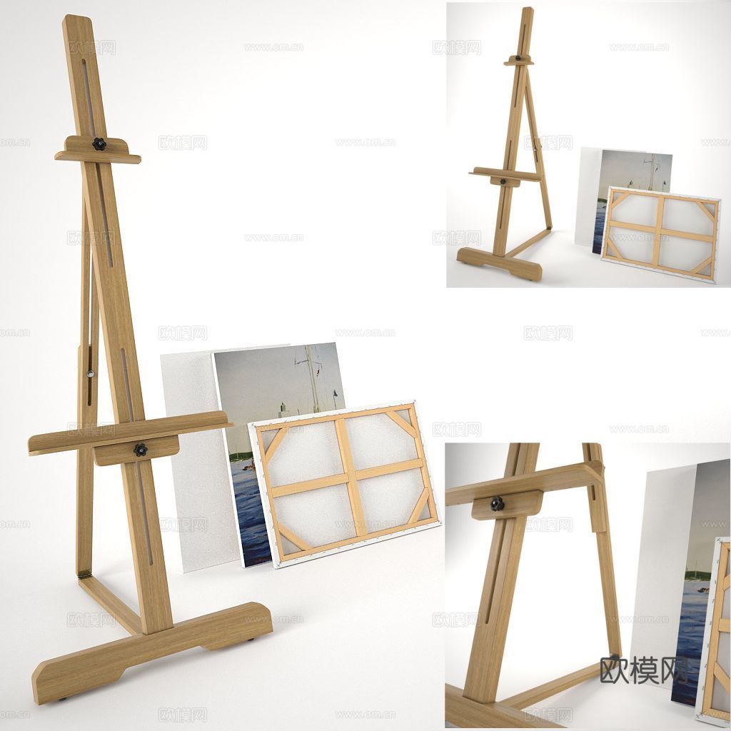 现代美术画架 画布 画板3d模型