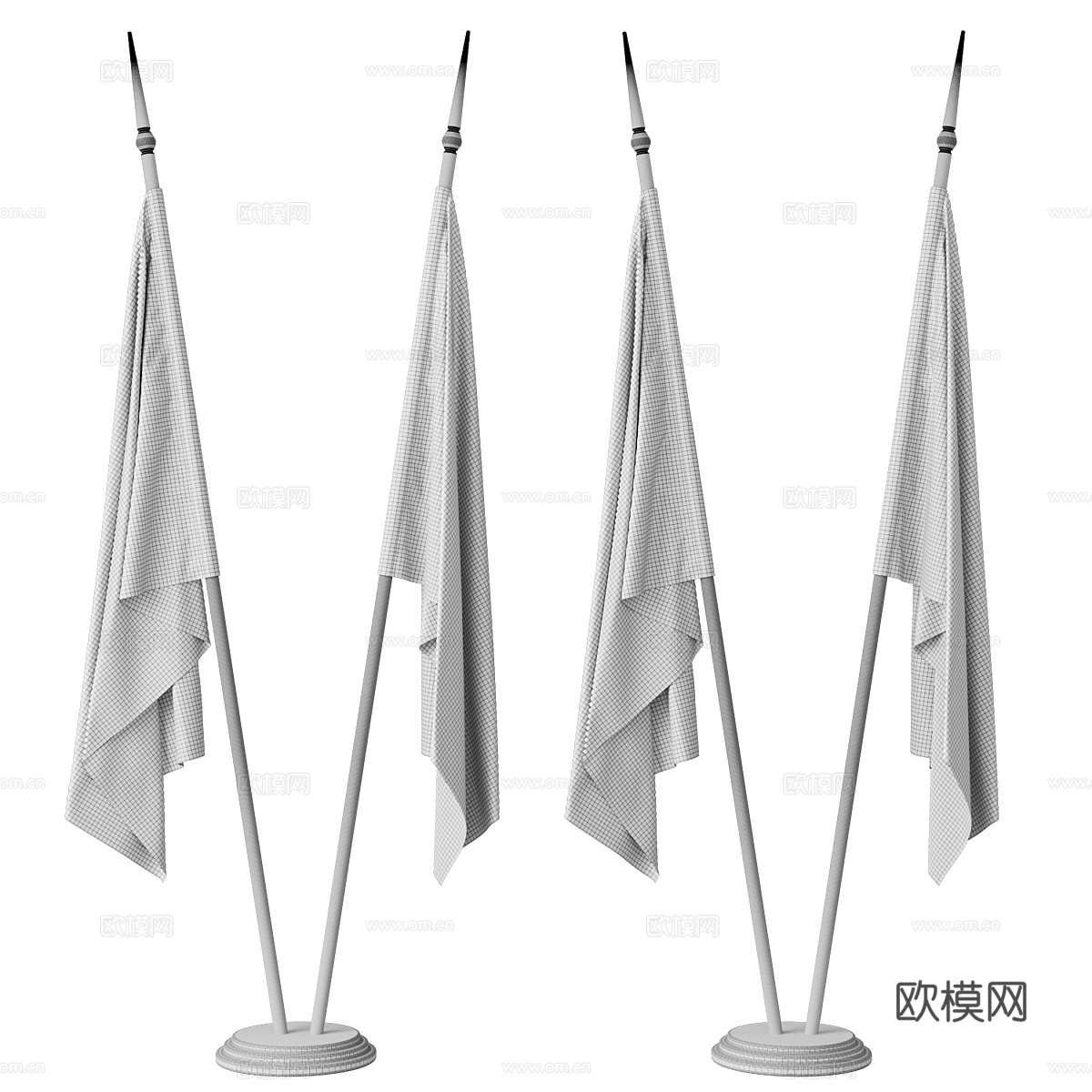 旗帜 俄罗斯国旗摆件3d模型