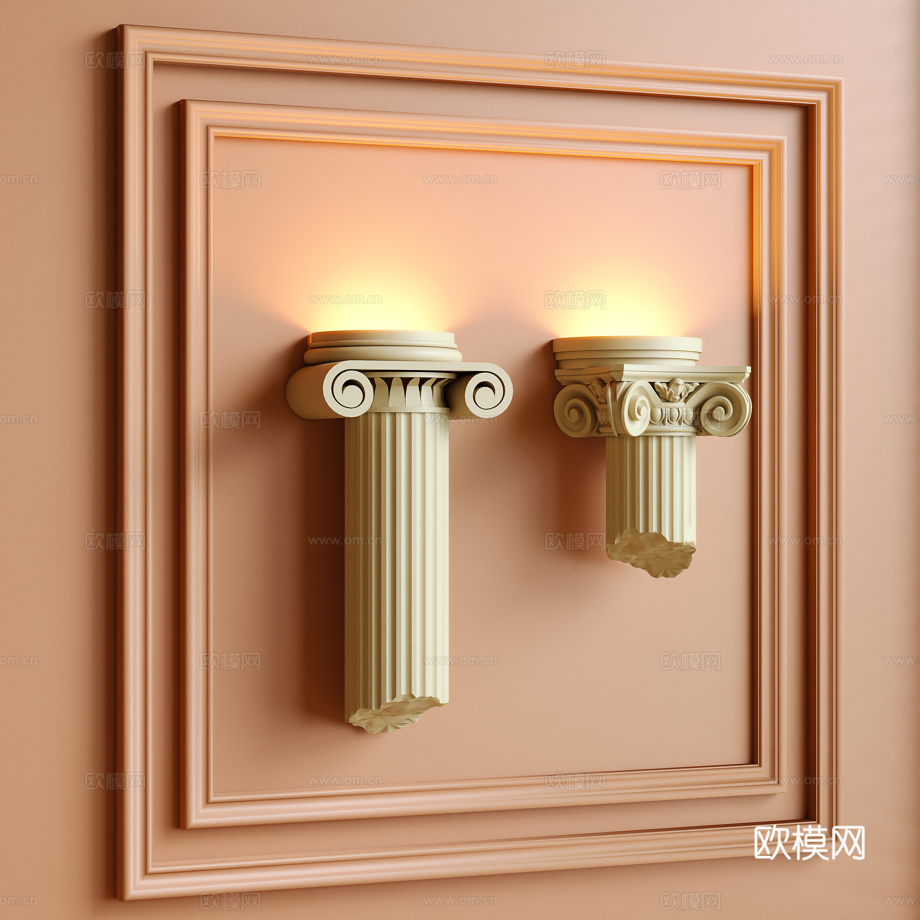 奶油风壁灯 石膏灯3d模型