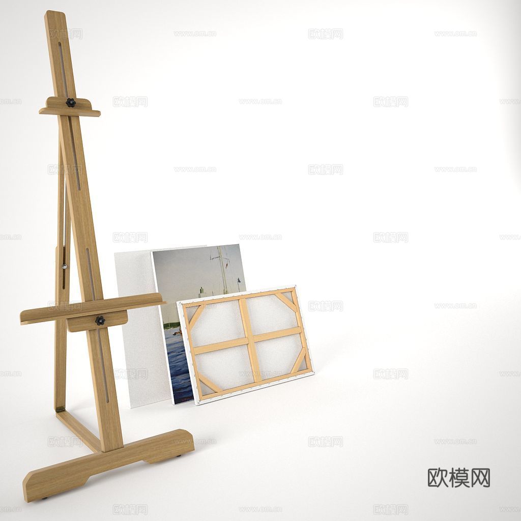 现代美术画架 画布 画板3d模型