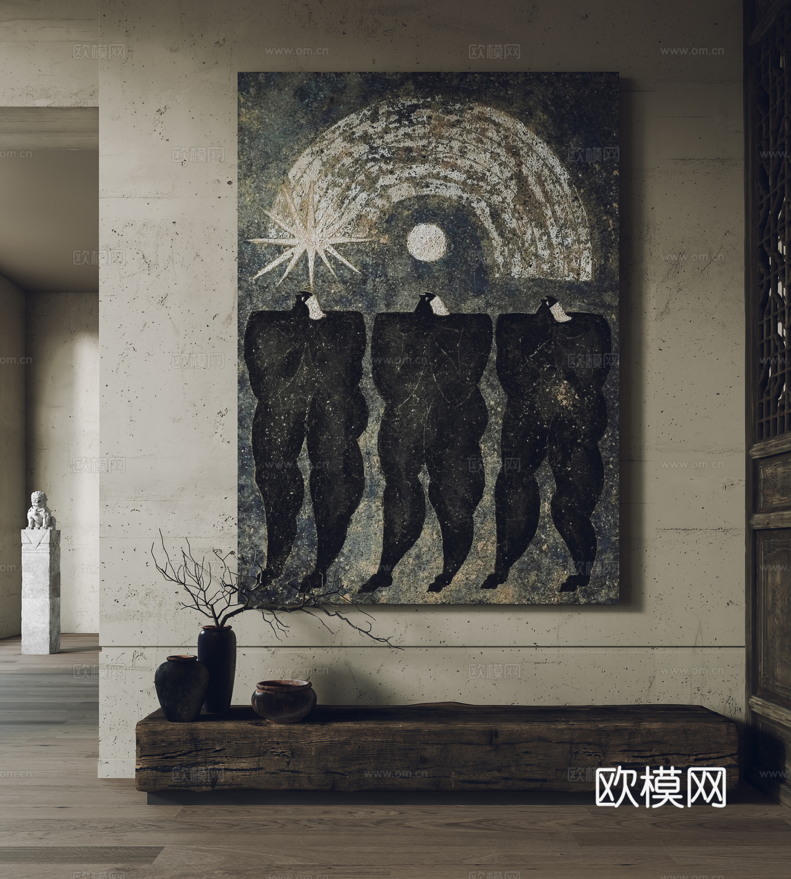 侘寂风挂画 装饰画 摆件3d模型