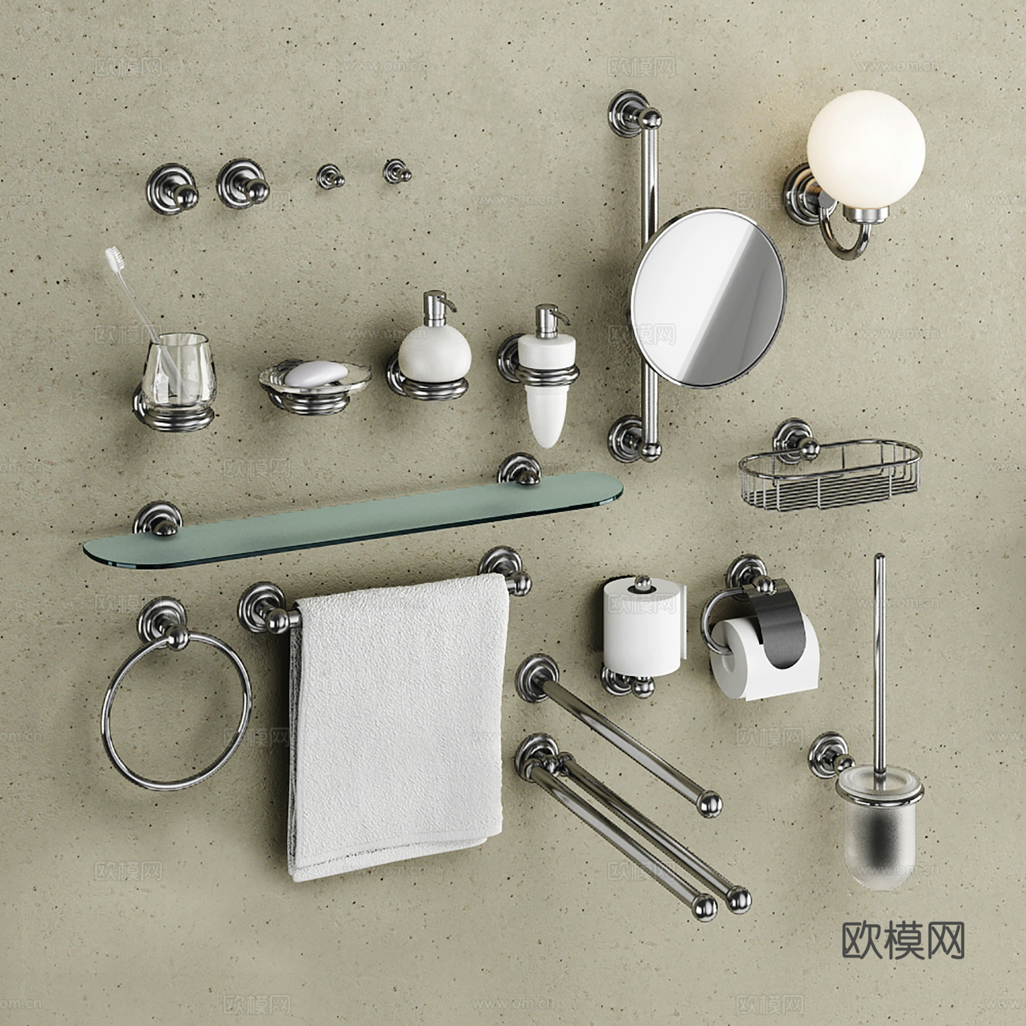 现代卫浴用品 洗护用品 卫浴小件 卫浴套装su模型