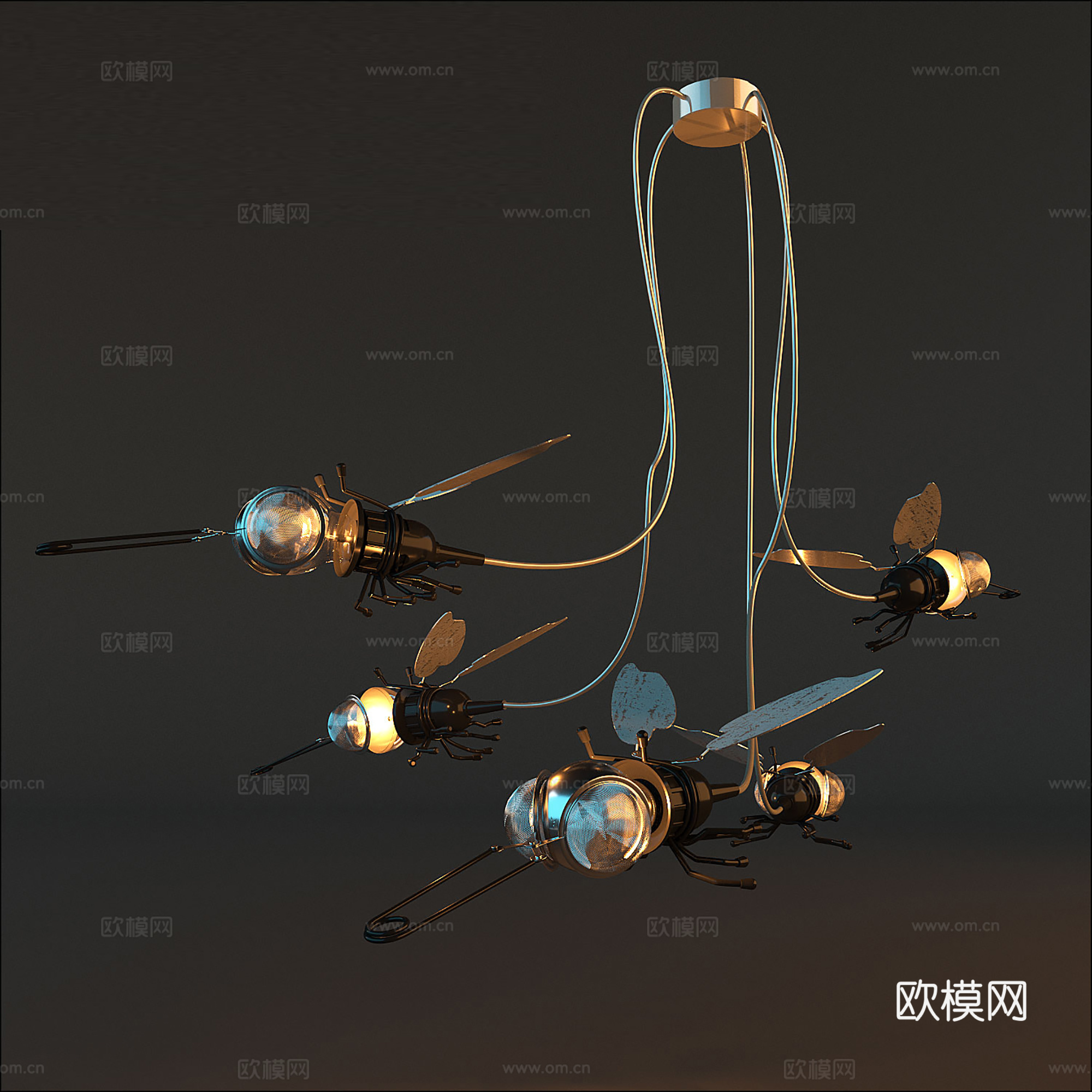 工业风异形吊灯  儿童吊灯 异形吊灯su模型