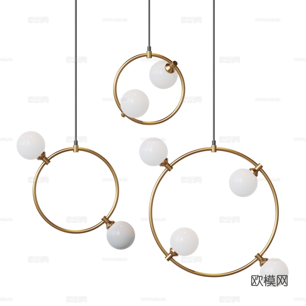 现代轻奢金属玻璃装饰吊线灯3d模型