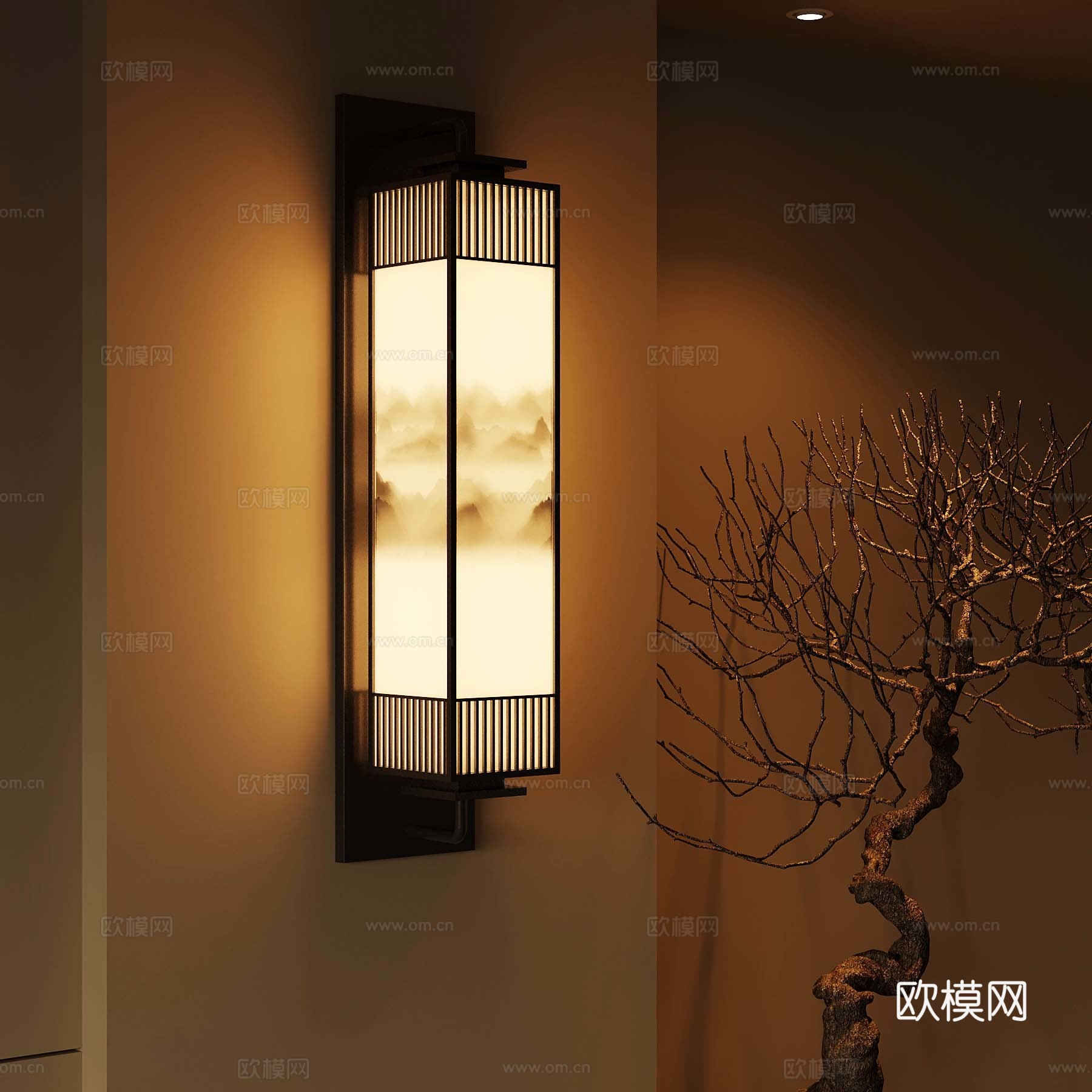 39新中式壁灯 新中式庭院灯3d模型