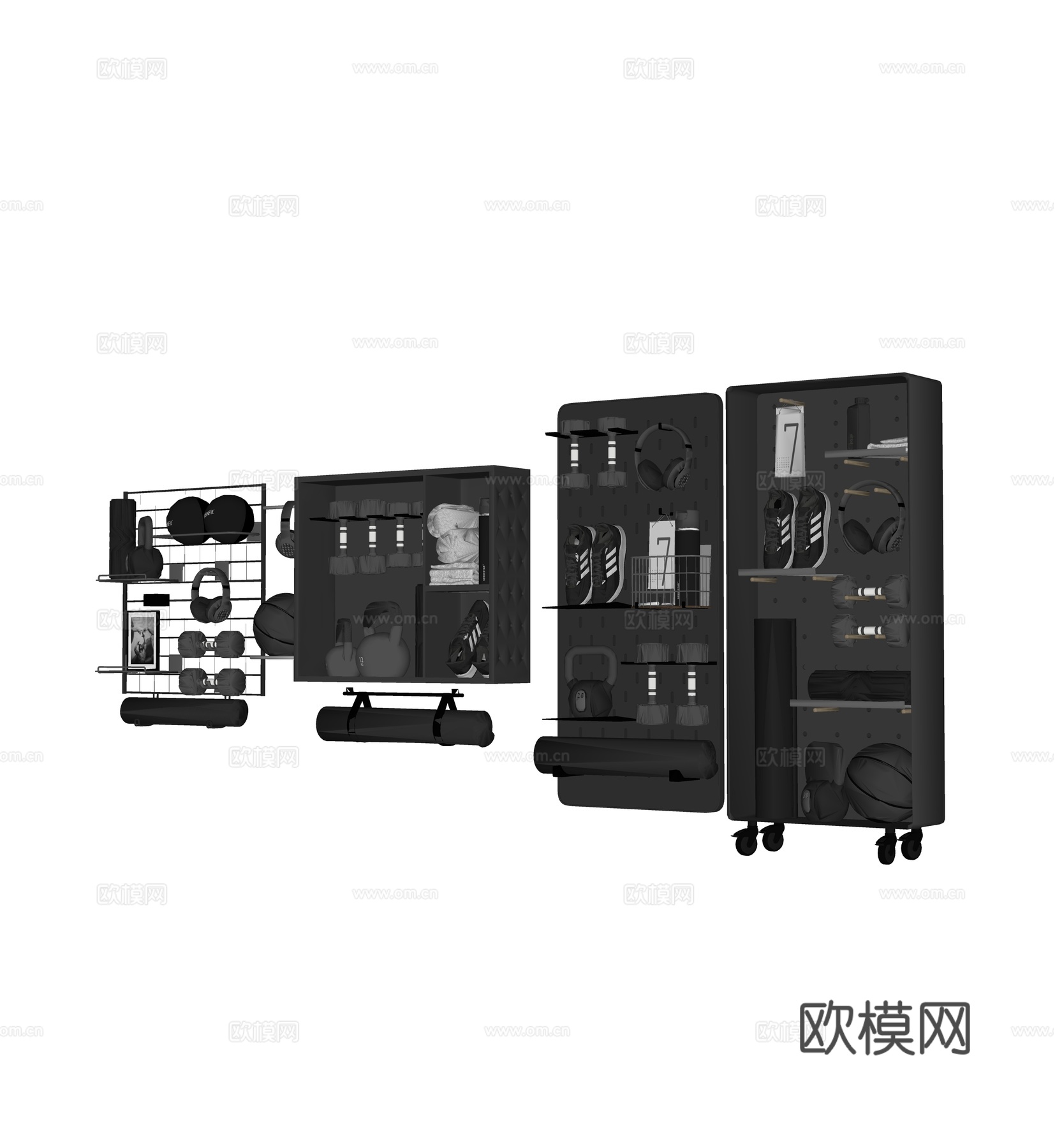 现代健身器材su模型