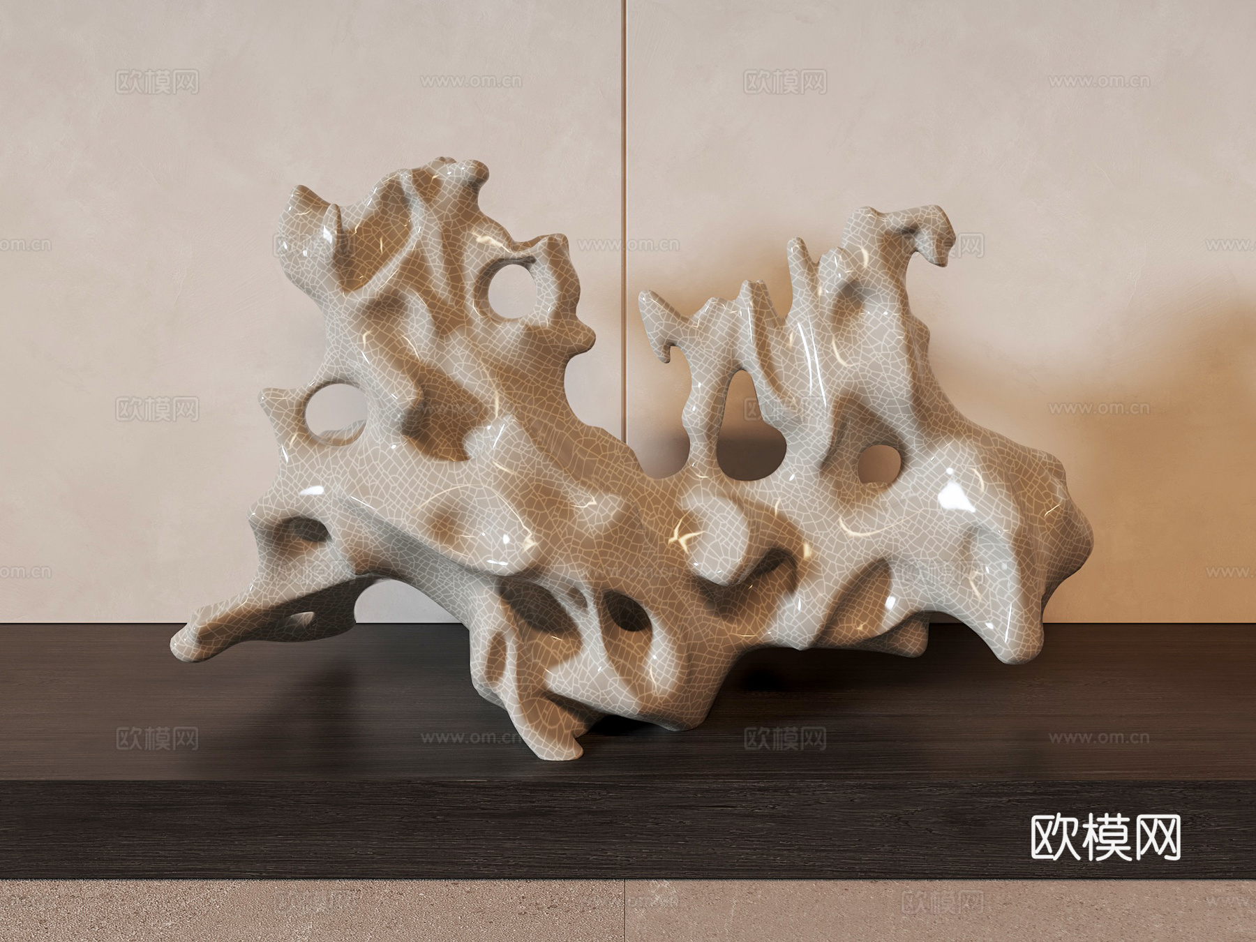 汝窑太湖石摆件 艺术雕塑 新中式雕塑 自然石雕塑摆件3d模型