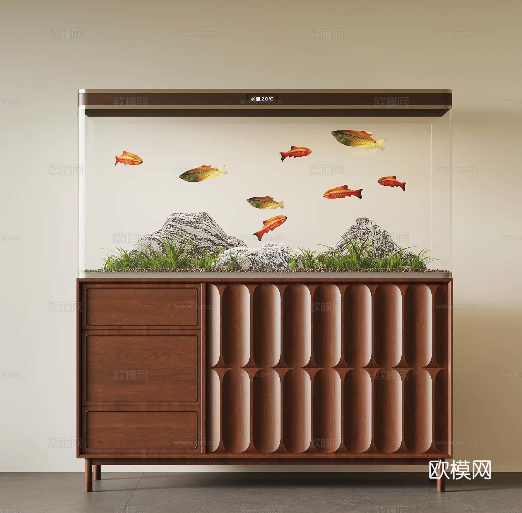 03法式鱼缸 水族箱su模型