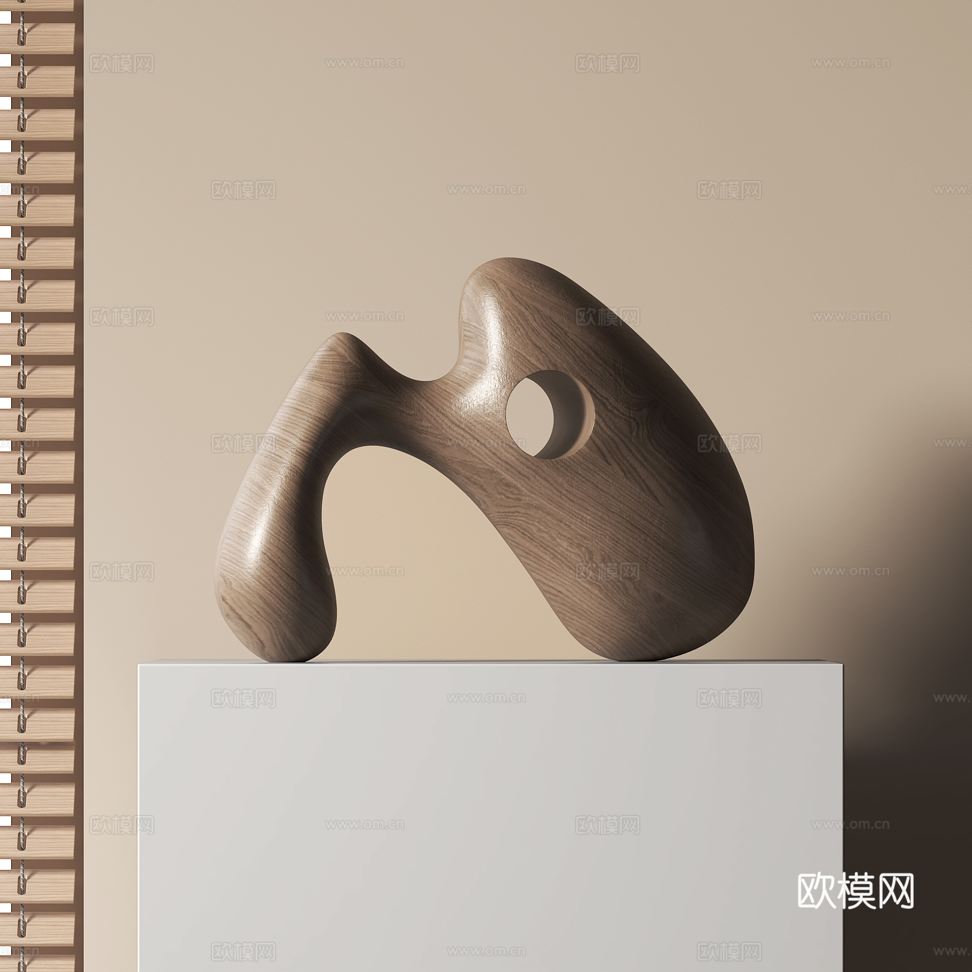 现代抽象木质雕塑3d模型