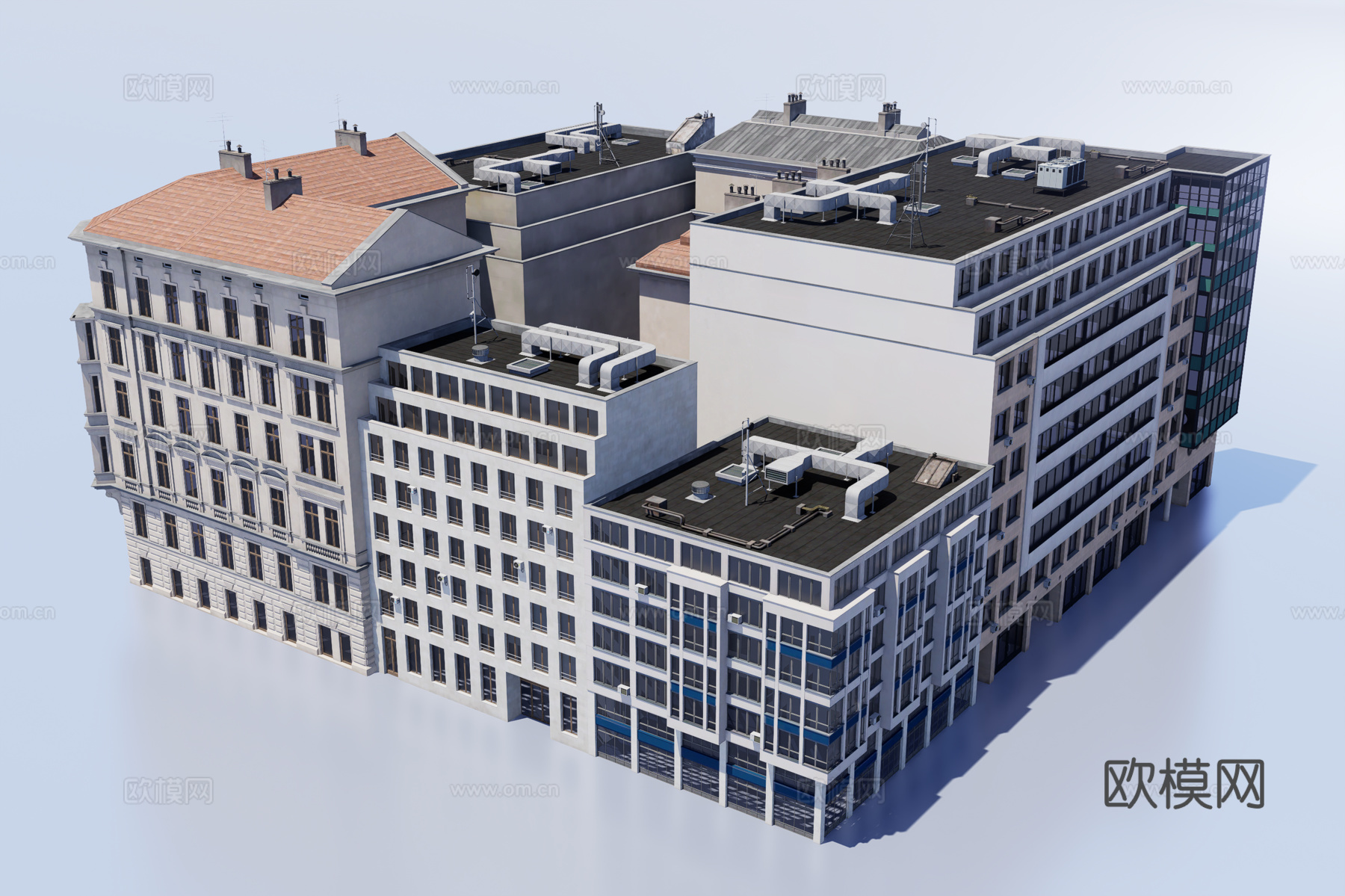 欧式建筑群3d模型