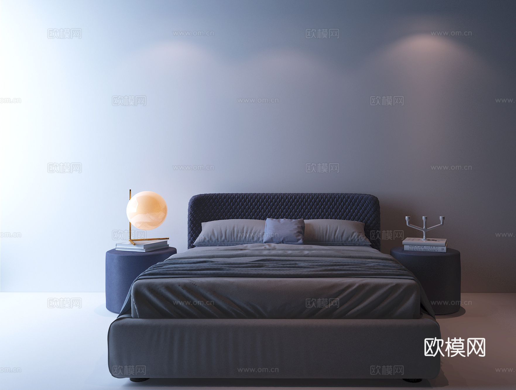 现代奢华双人床3d模型