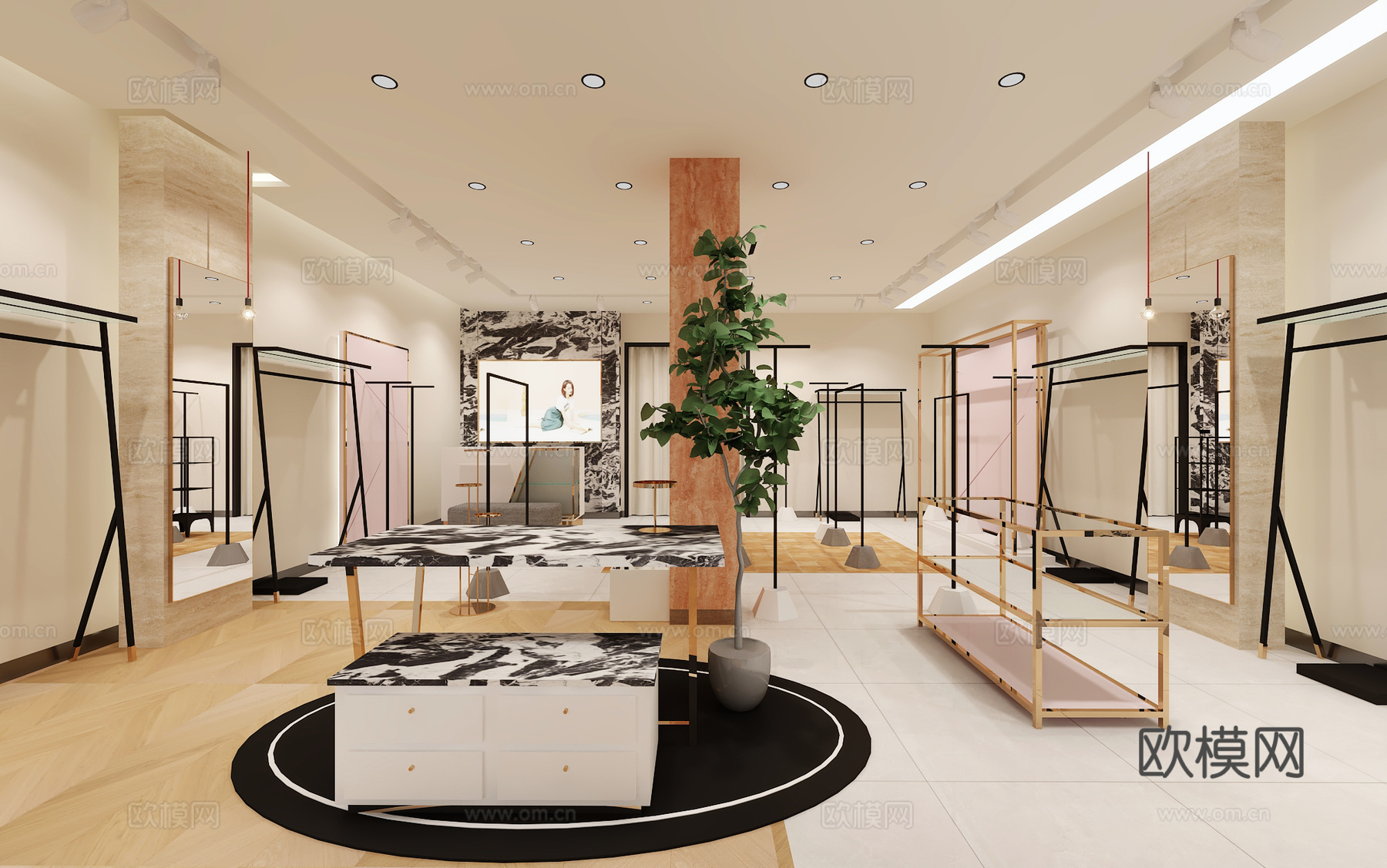 洞石门头的服装店3d模型
