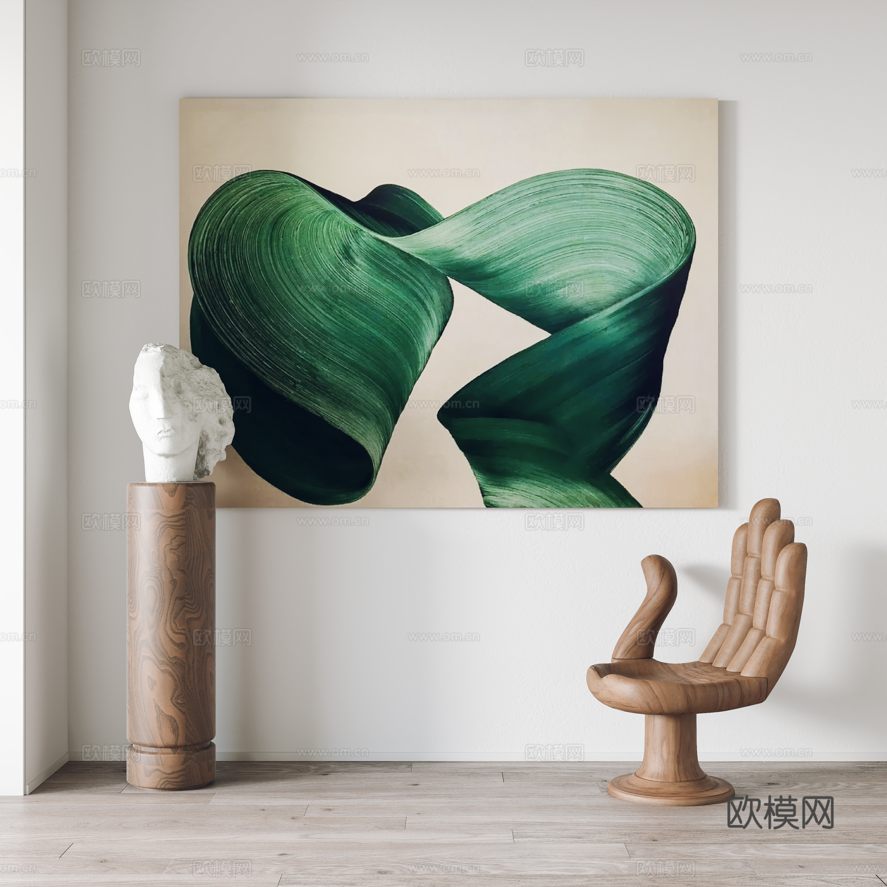 现代挂画 装饰画 雕塑 单椅3d模型