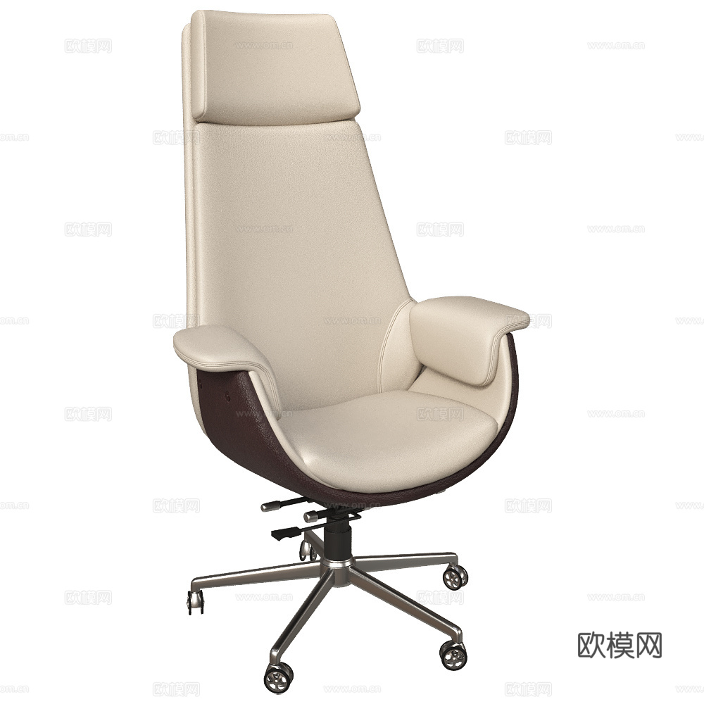 现代意式皮革办公椅3d模型