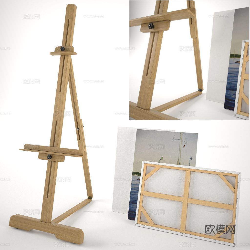 现代美术画架 画布 画板3d模型