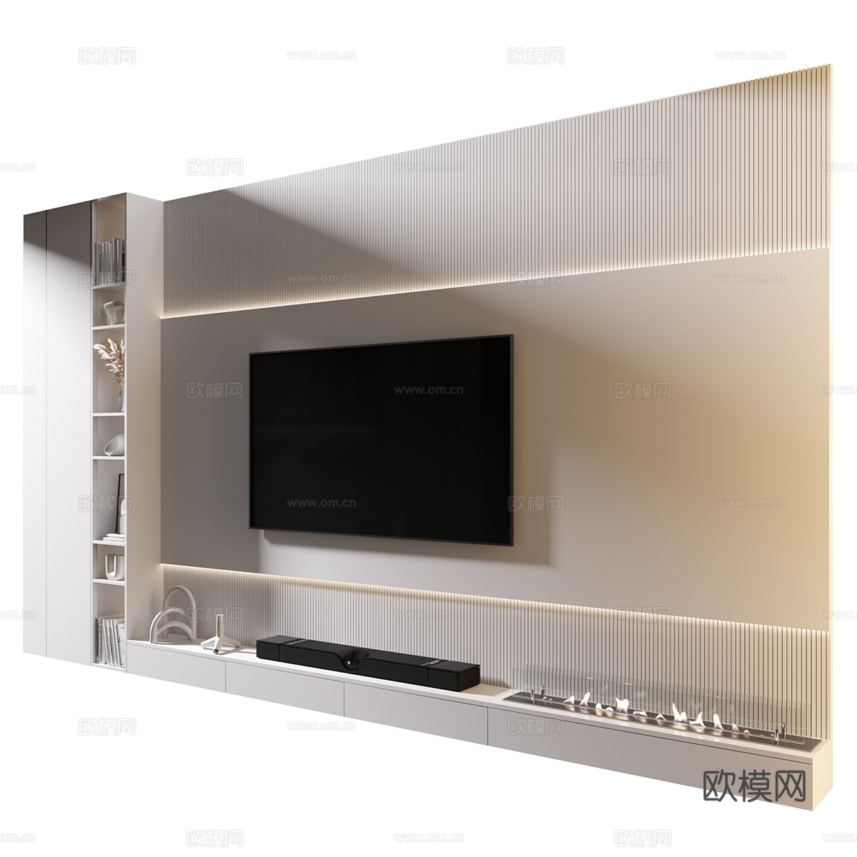 现代极简电视背景墙3d模型