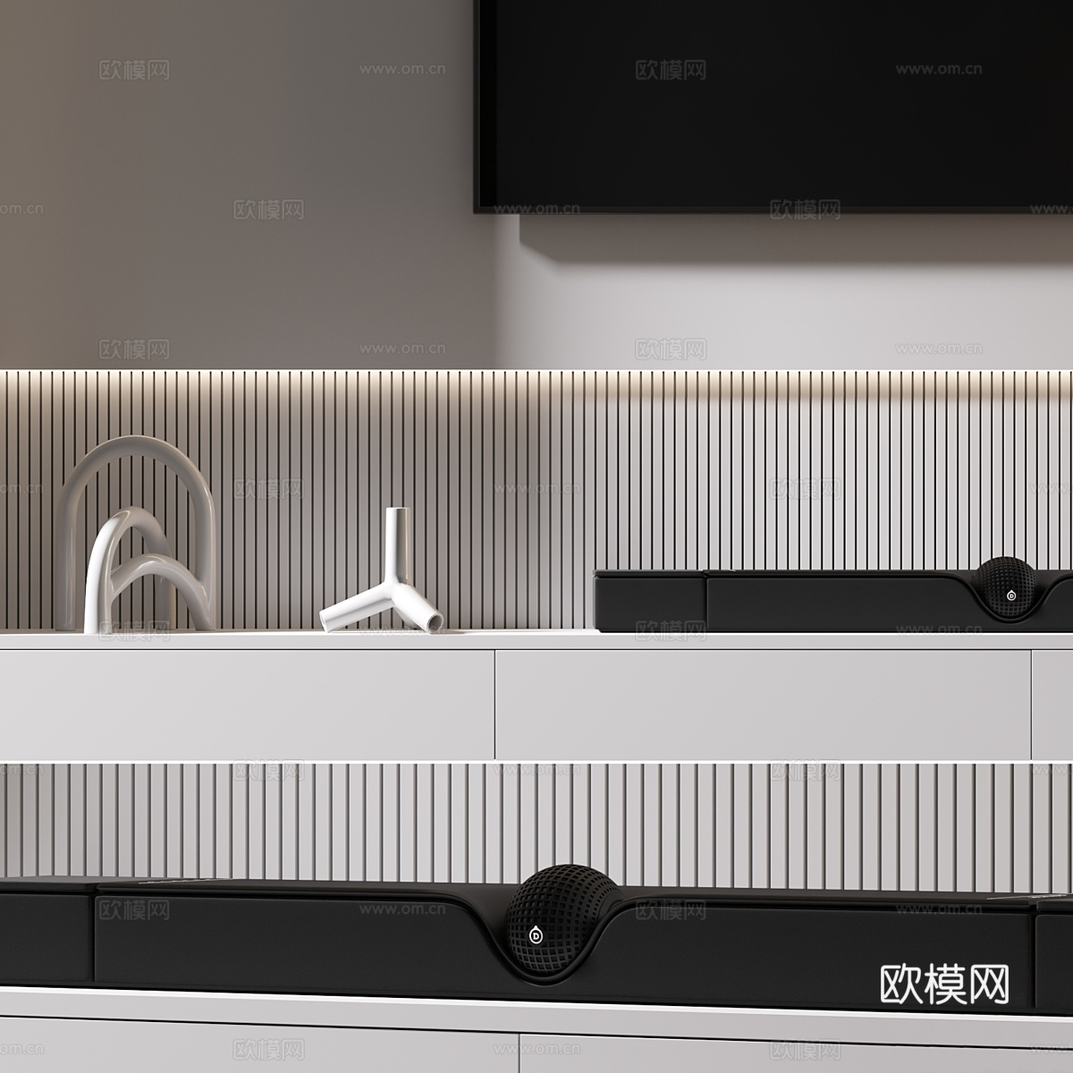 现代极简电视背景墙3d模型