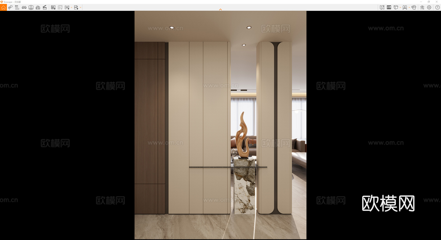 意式 轻奢风 造型 隔断 透景 大理石 端景 玄关su模型
