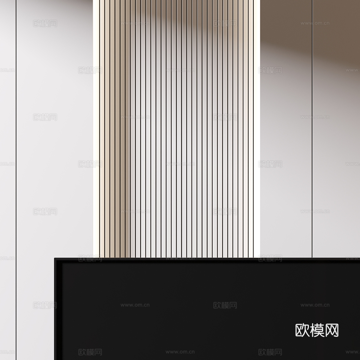 现代极简电视背景墙3d模型
