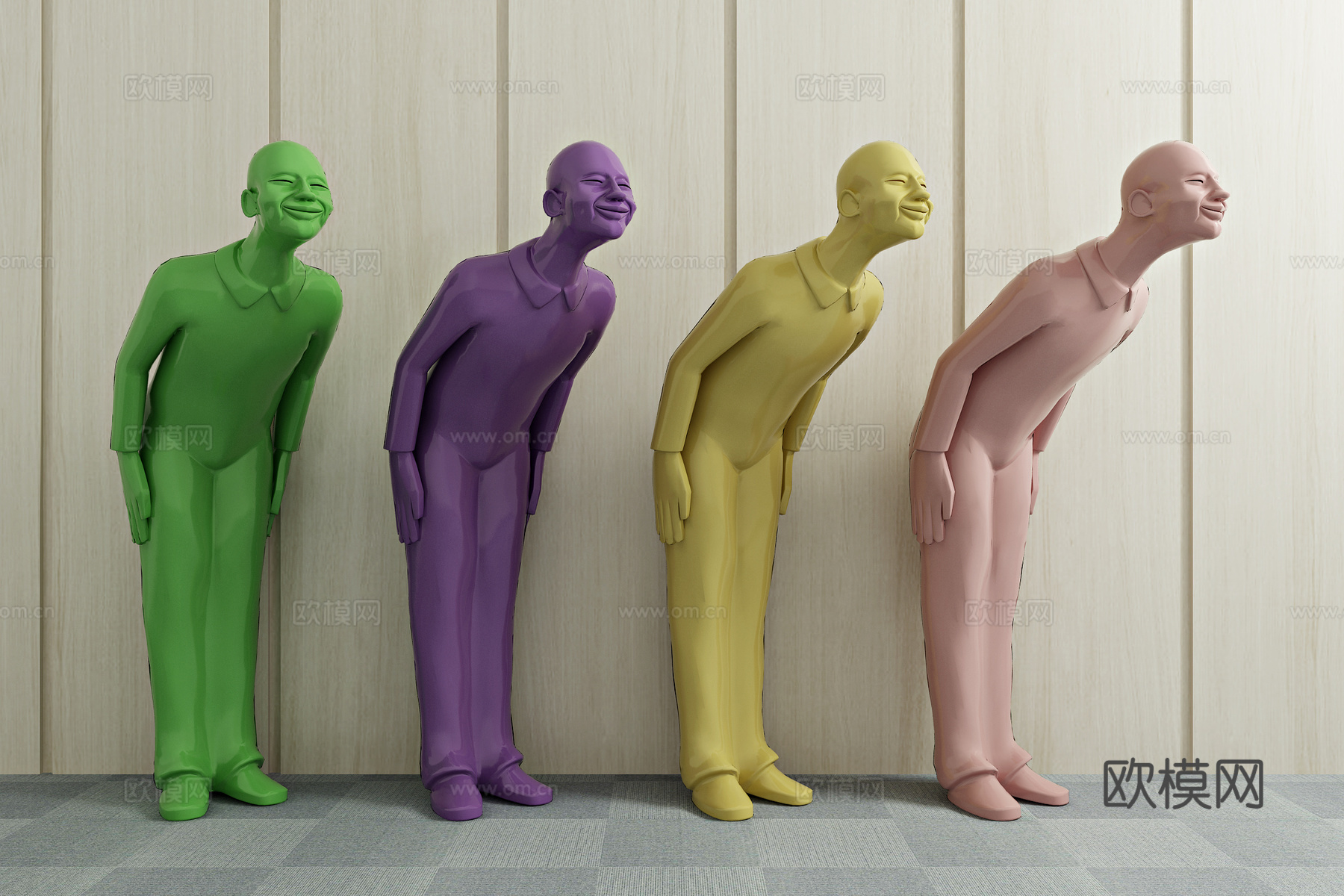 现代人物雕塑 雕刻 装饰品3d模型