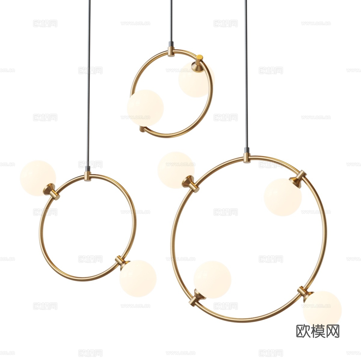 现代轻奢金属玻璃装饰吊线灯3d模型